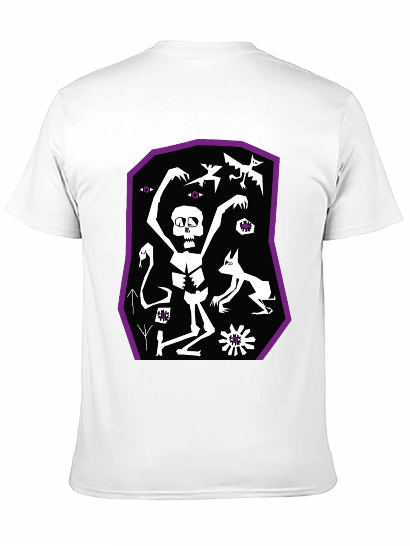 Black Graphic Tee: Skeleton Bats and Magic