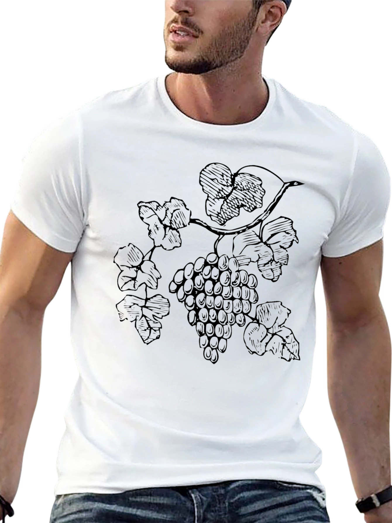 Grapes Graphic Print T-Shirt - Black