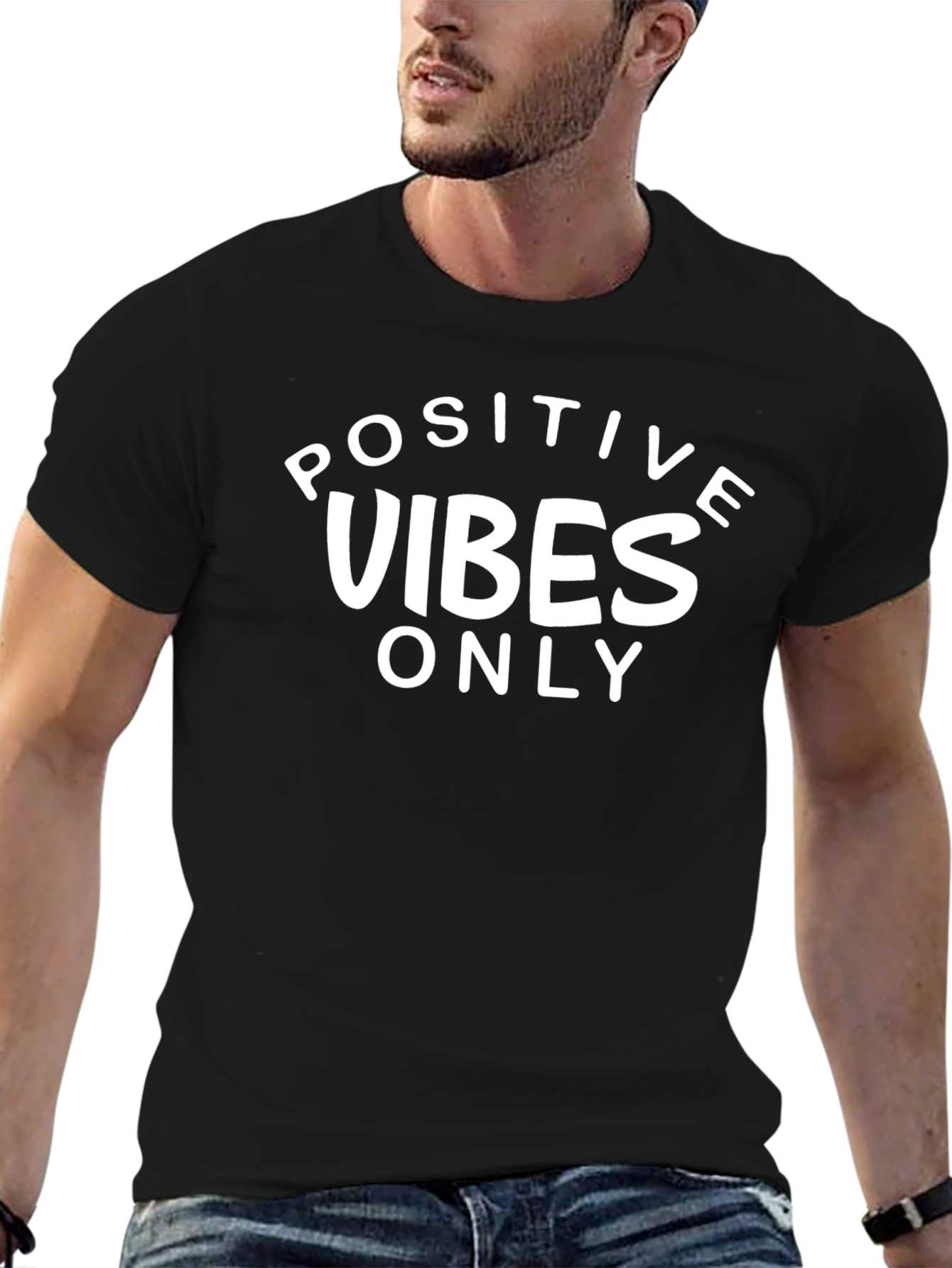 Positive Vibes Only Black Graphic T-Shirt