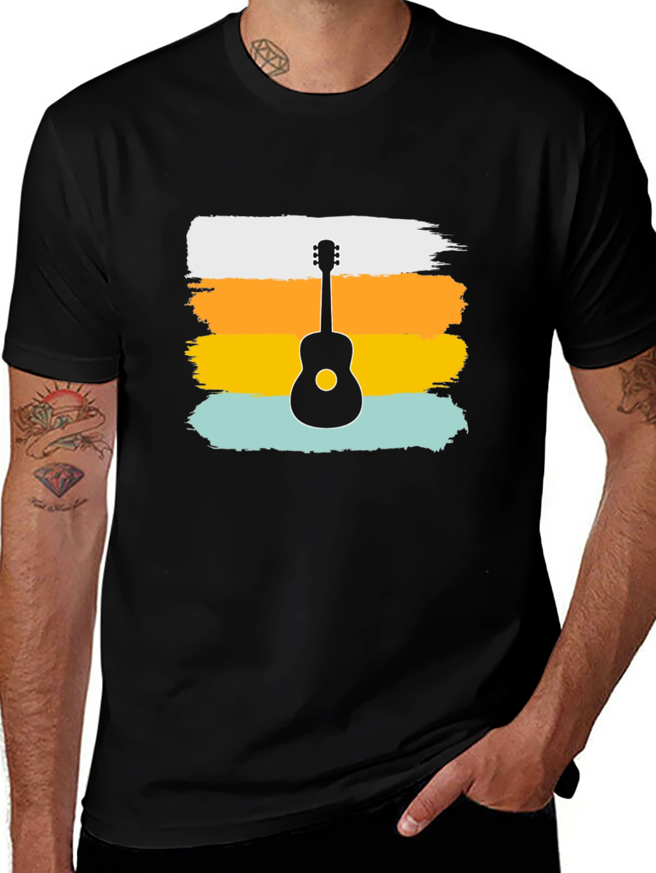 Retro Guitar Graphic Tee - Stylish Music Lover Shirt