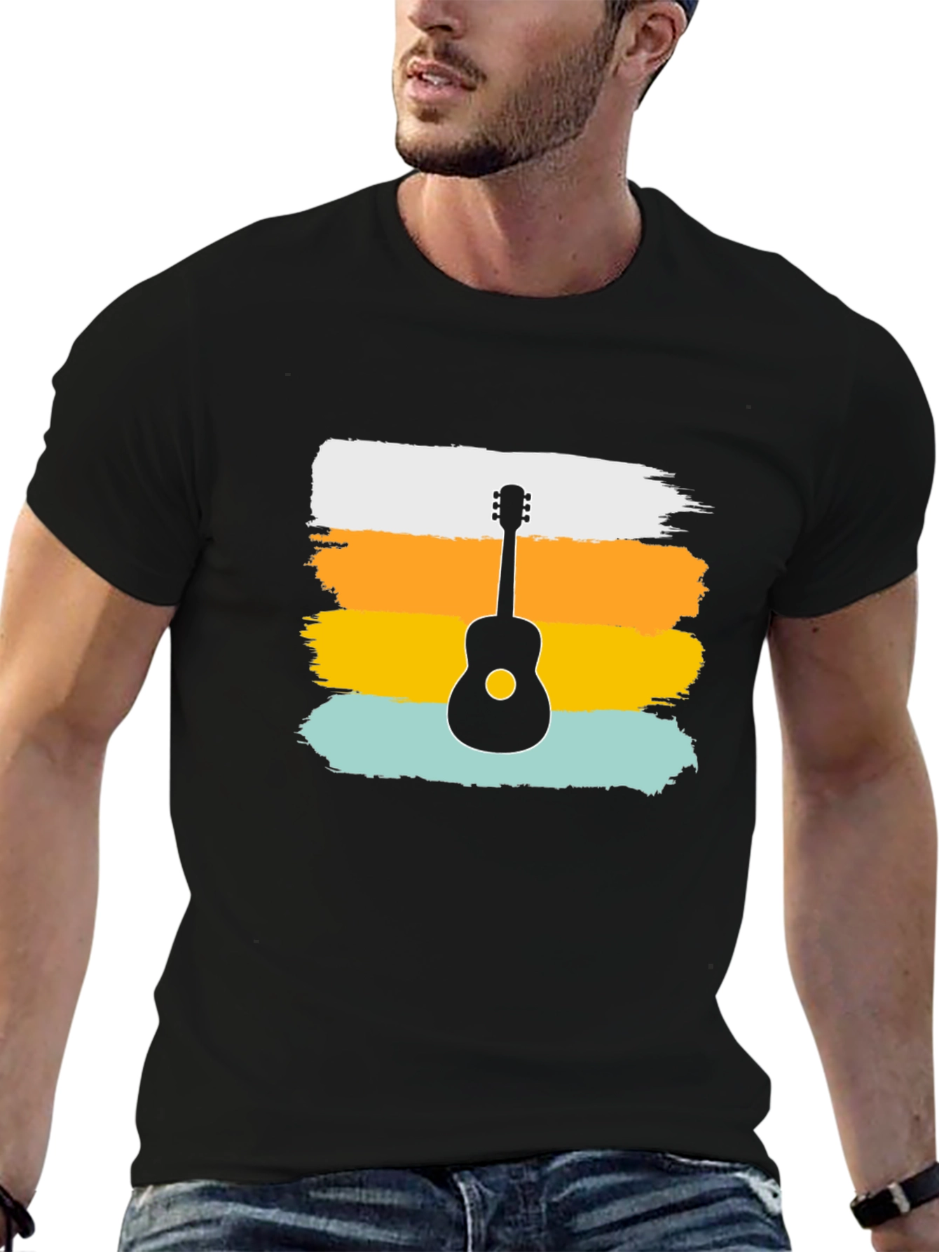 Retro Guitar Graphic Tee - Stylish Music Lover Shirt