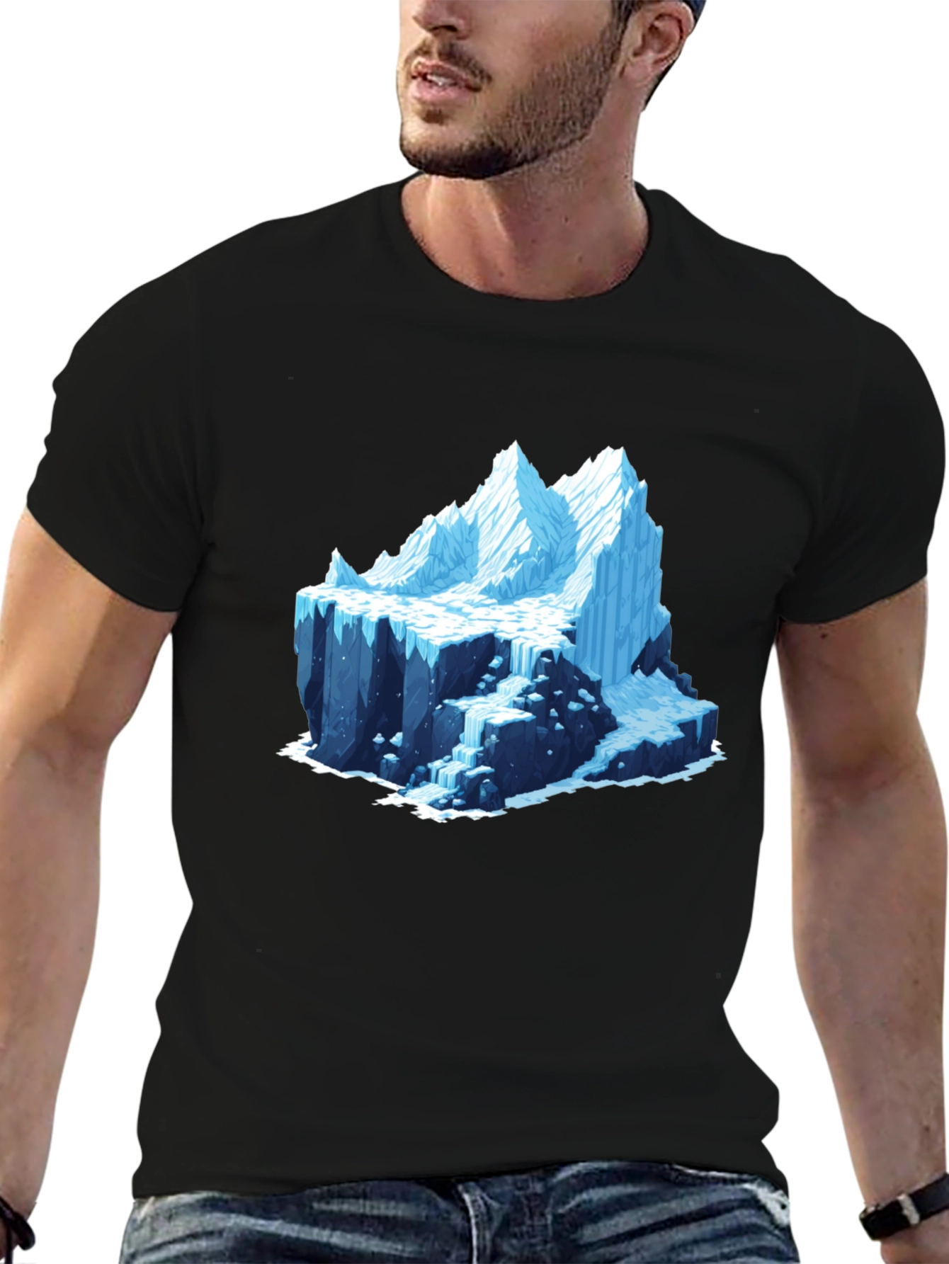 Iceberg Graphic Print Black T-Shirt