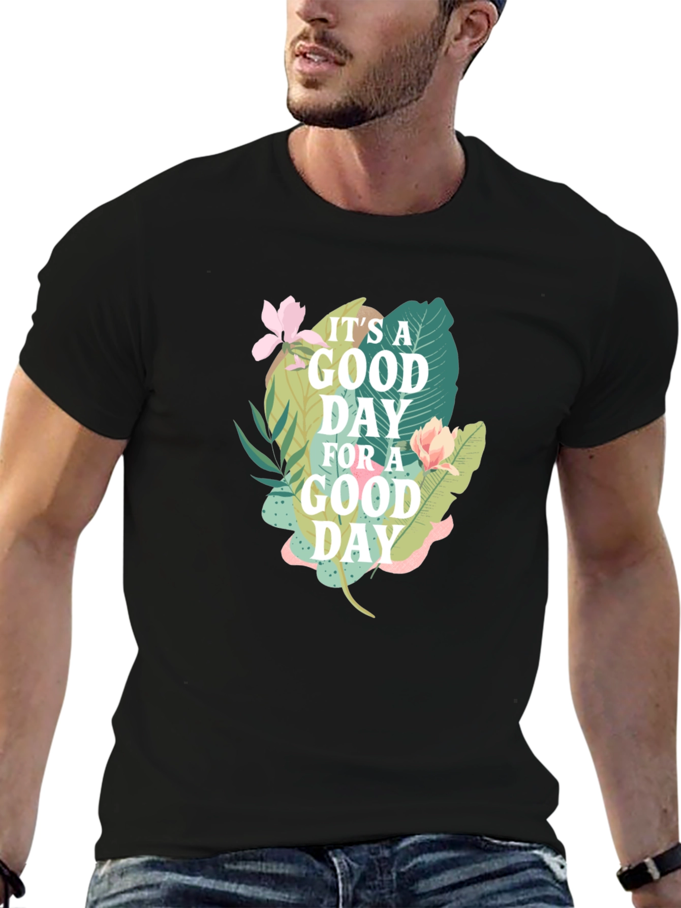 Good Day Graphic Tee - Black Cotton T-Shirt