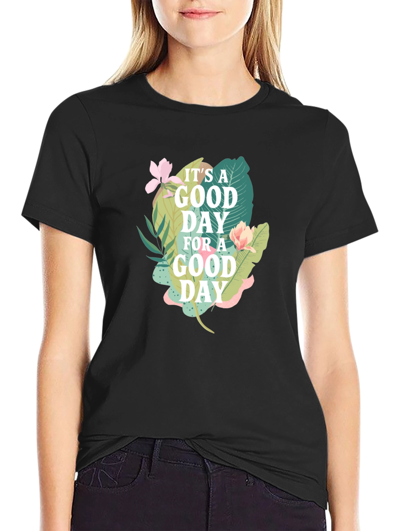 Good Day Graphic Tee - Black Cotton T-Shirt