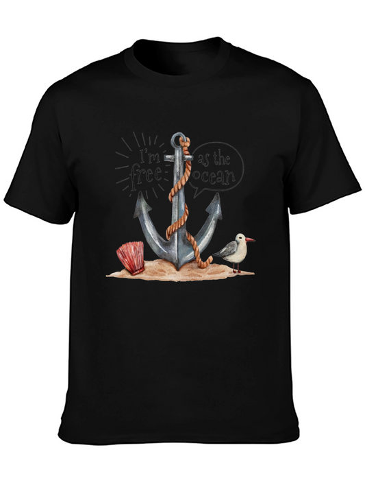 Nautical Anchor Graphic T-Shirt - Coastal Design