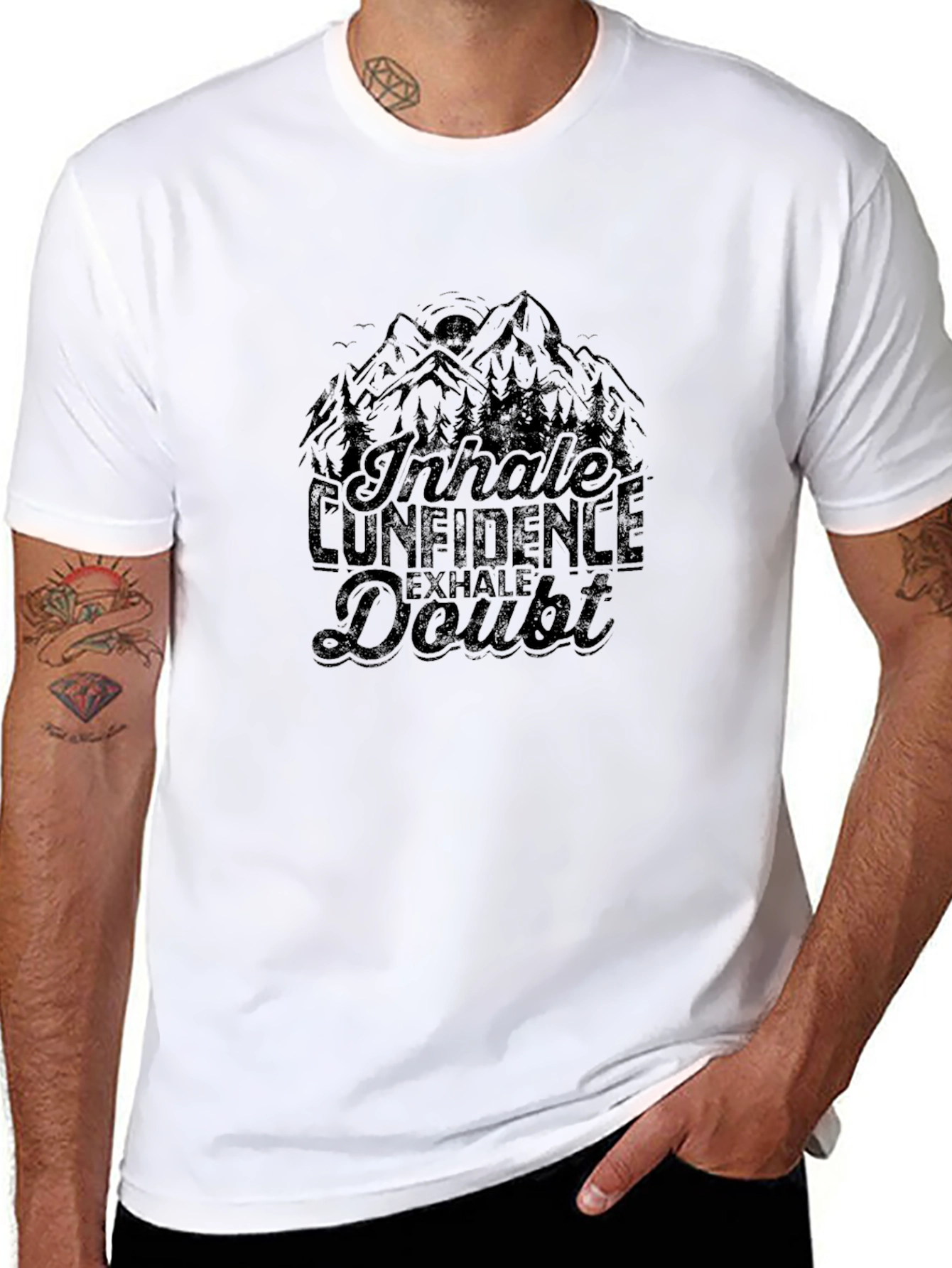 Inhale Confidence Exhale Doubt Graphic Tee - Black