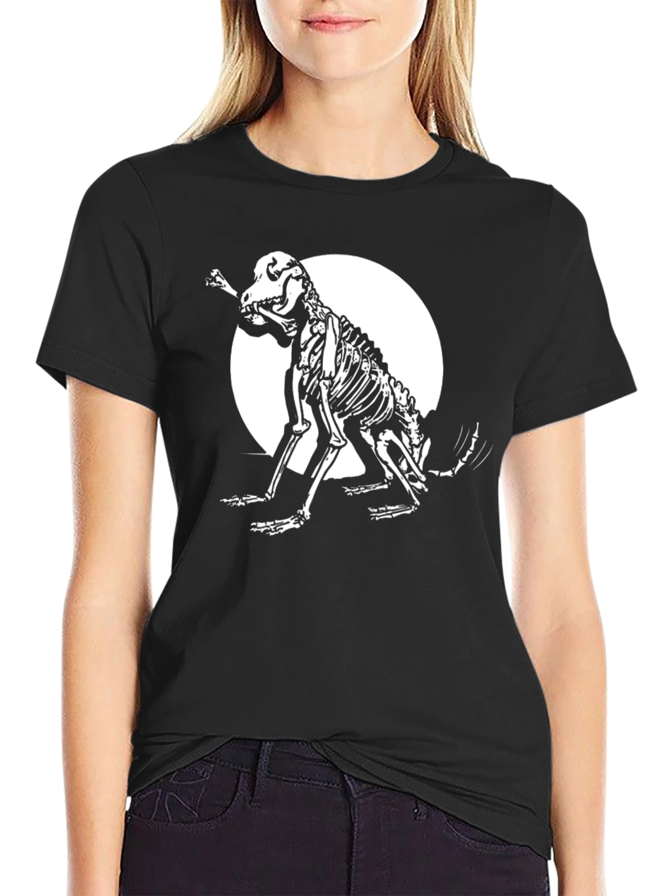Skeleton Dog Graphic Tee - Black