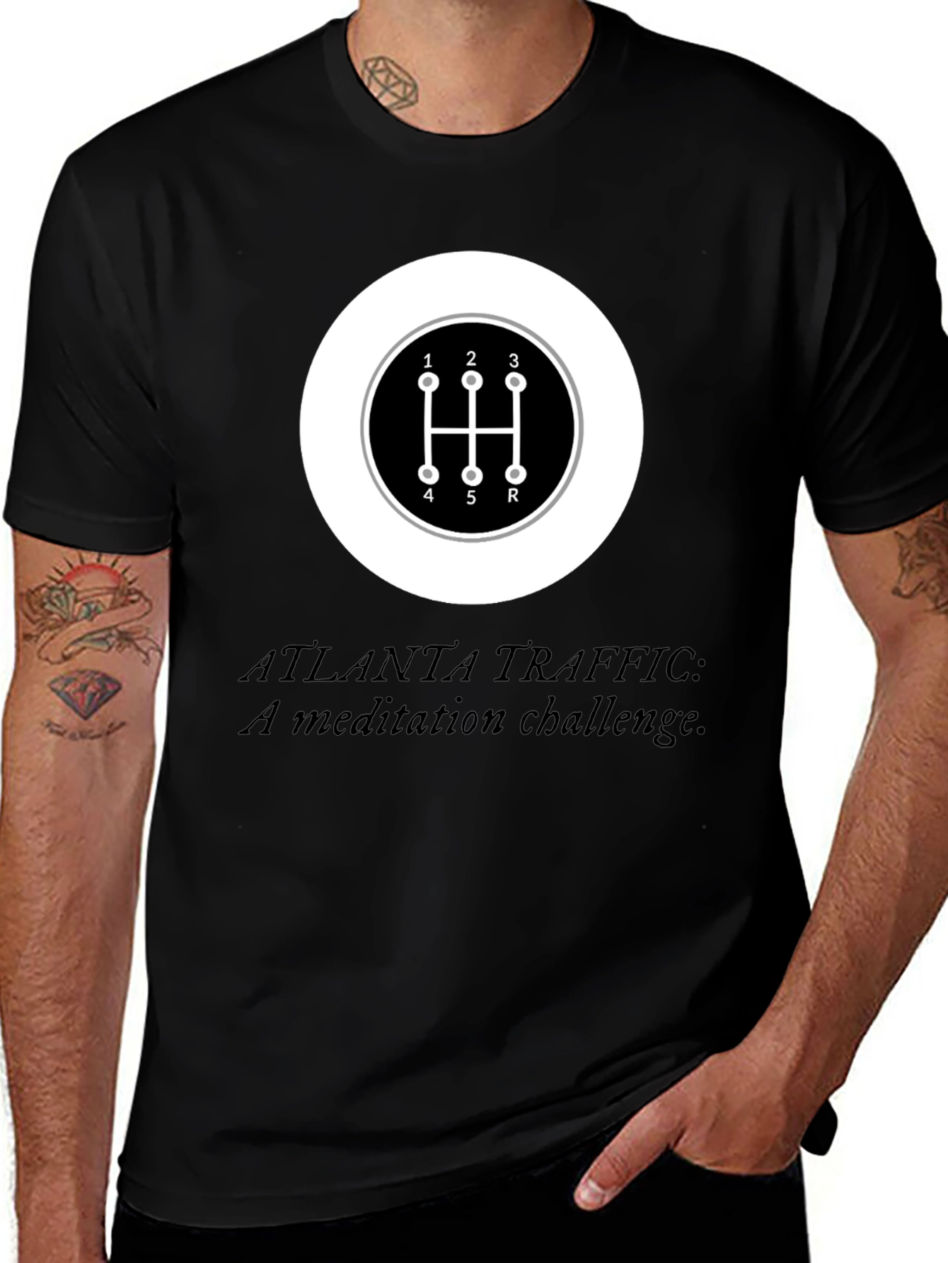 Atlanta Traffic Meditation T-Shirt - Manual Shift Design