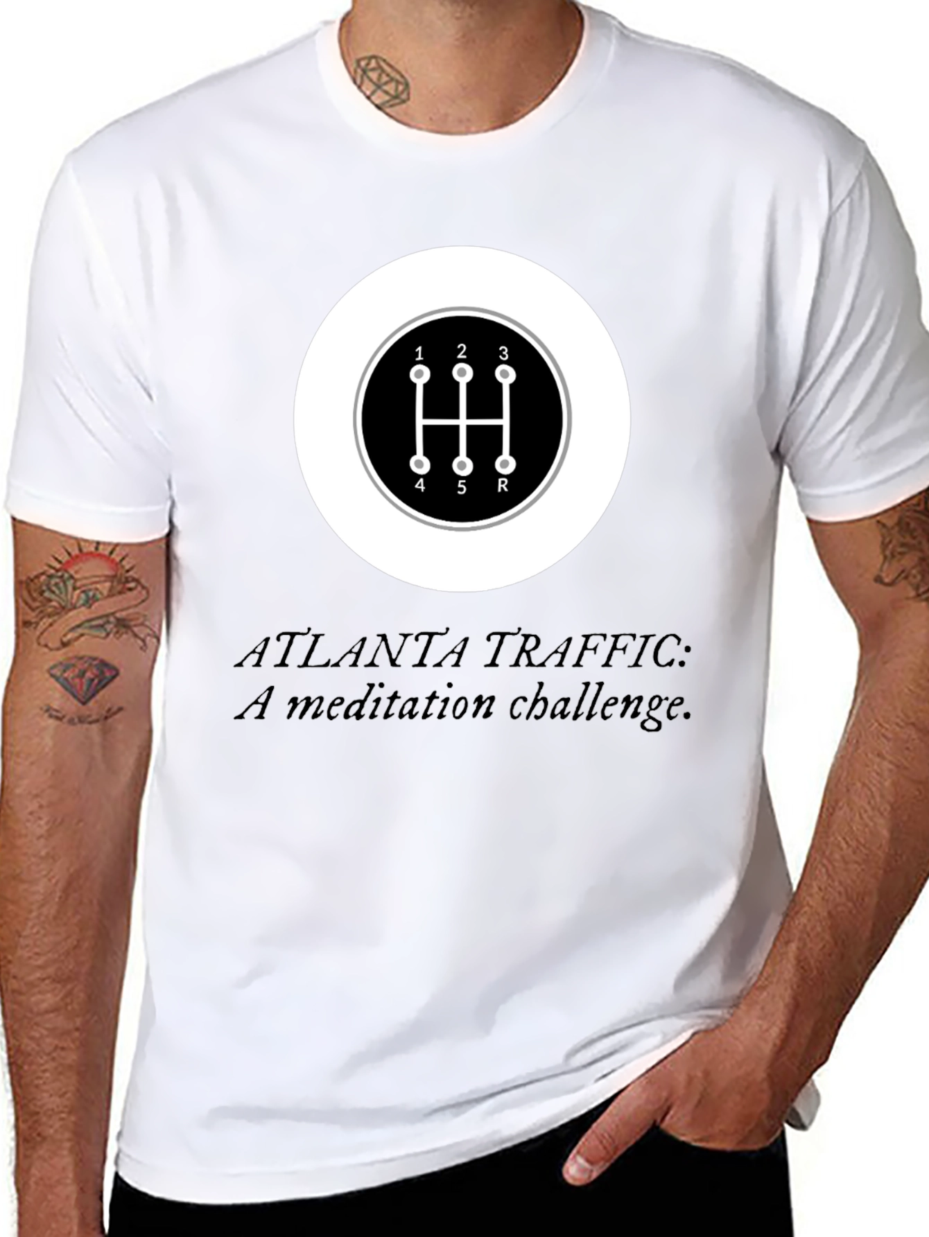 Atlanta Traffic Meditation T-Shirt - Manual Shift Design