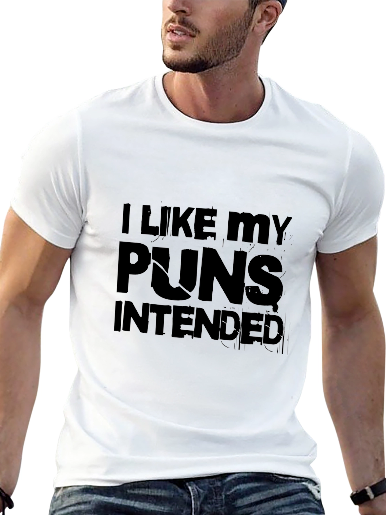 I Like My Puns Intended Black Graphic T-Shirt
