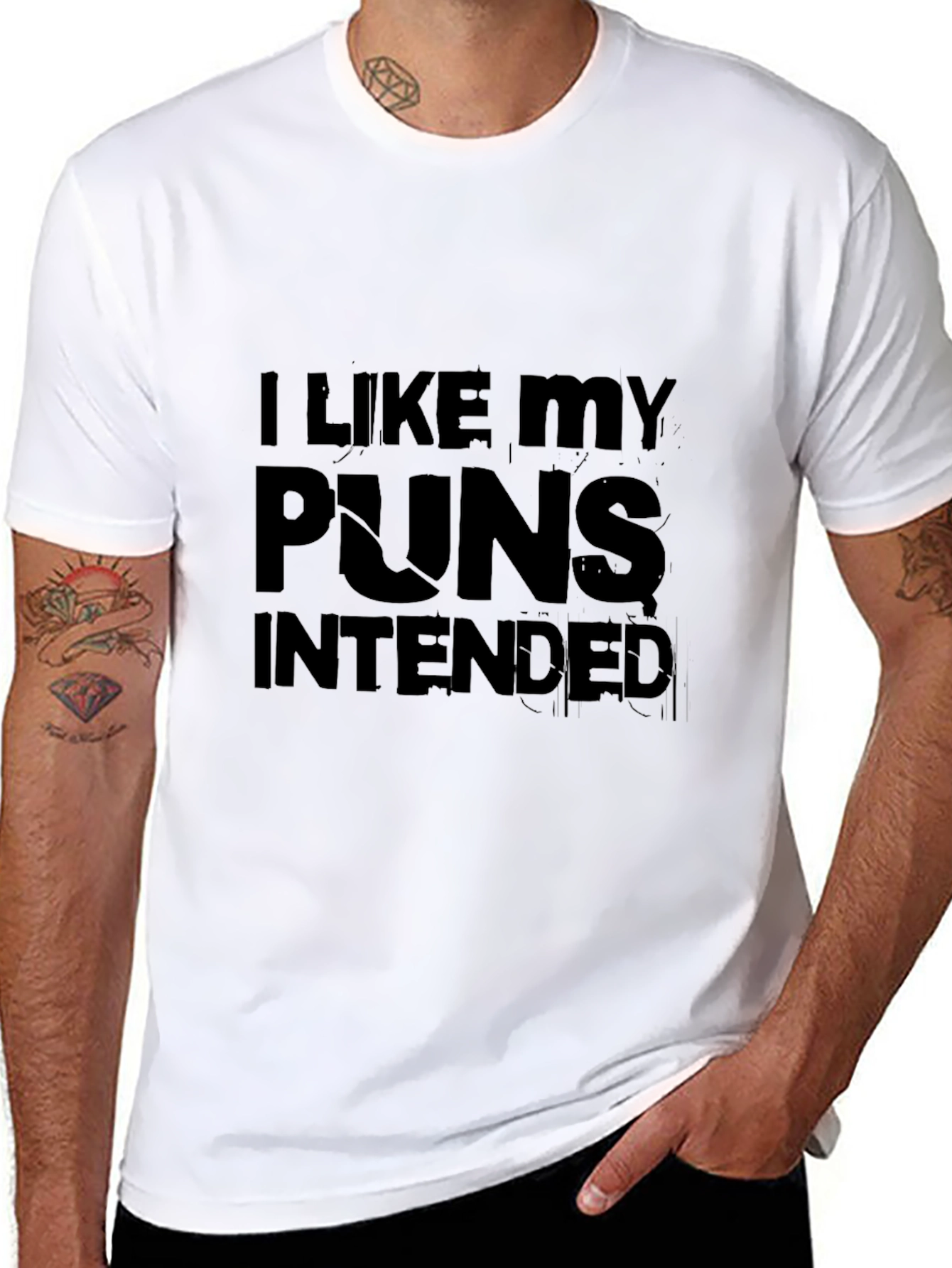 I Like My Puns Intended Black Graphic T-Shirt