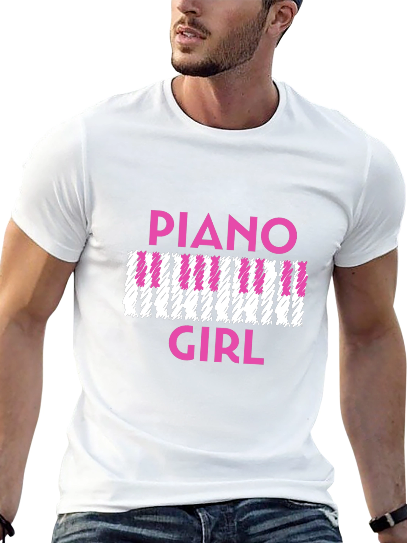 Piano Girl T-Shirt - Black Graphic Print Tee