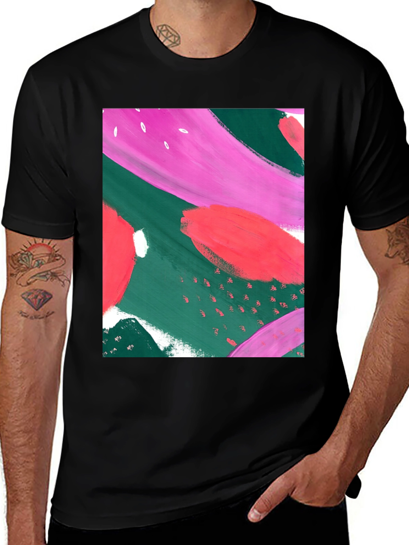 Abstract Art Graphic Tee - Black