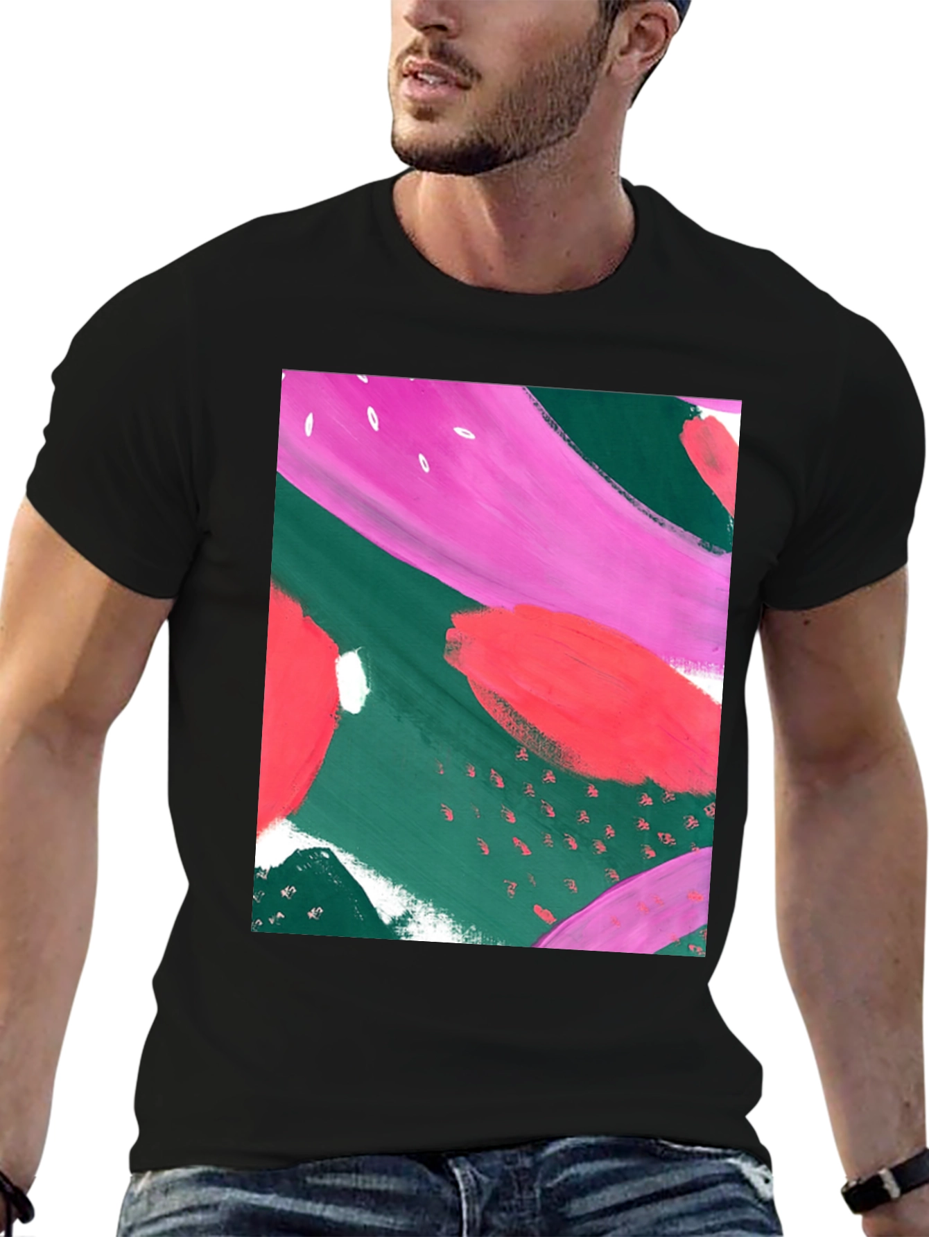 Abstract Art Graphic Tee - Black