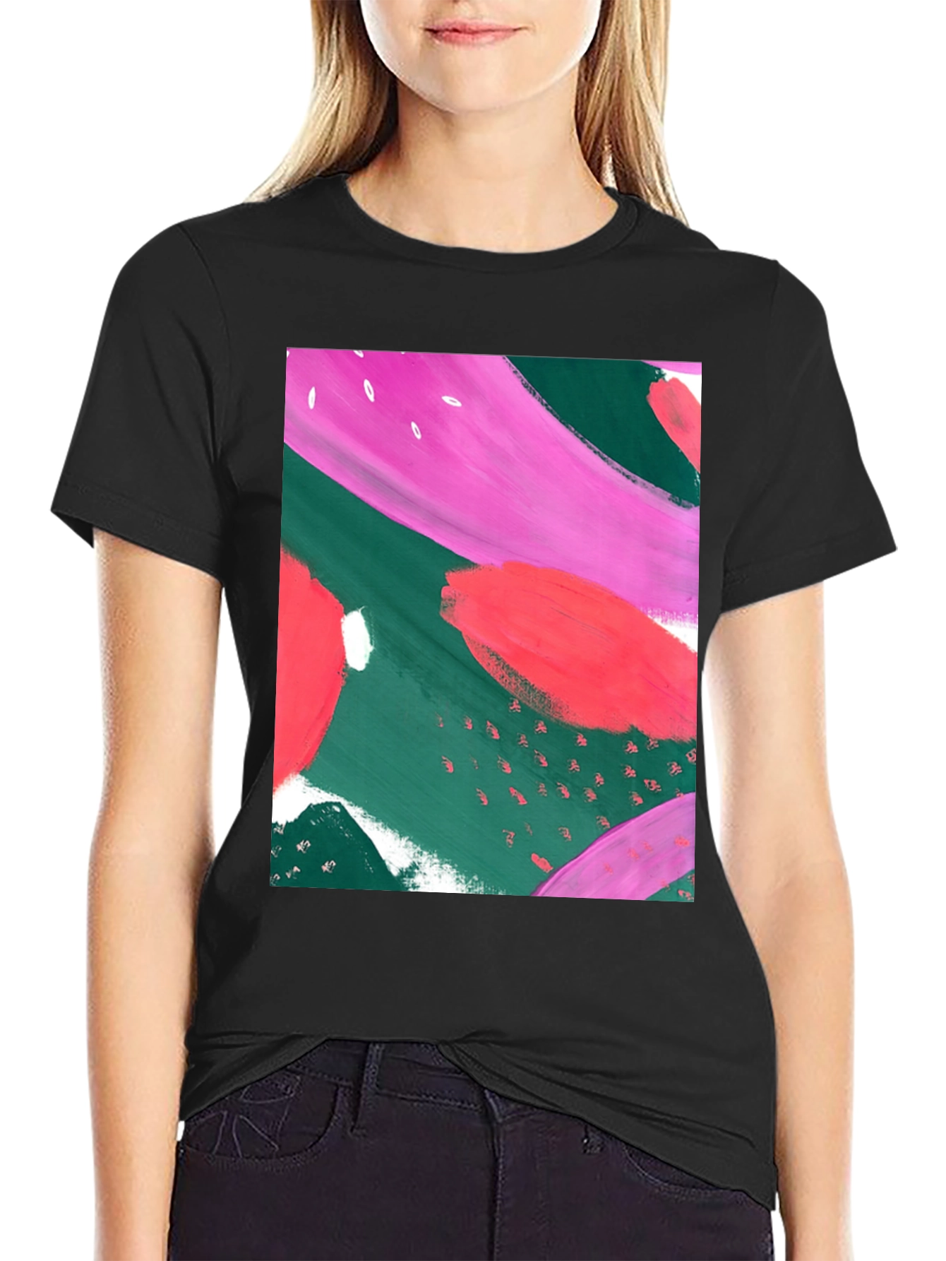 Abstract Art Graphic Tee - Black