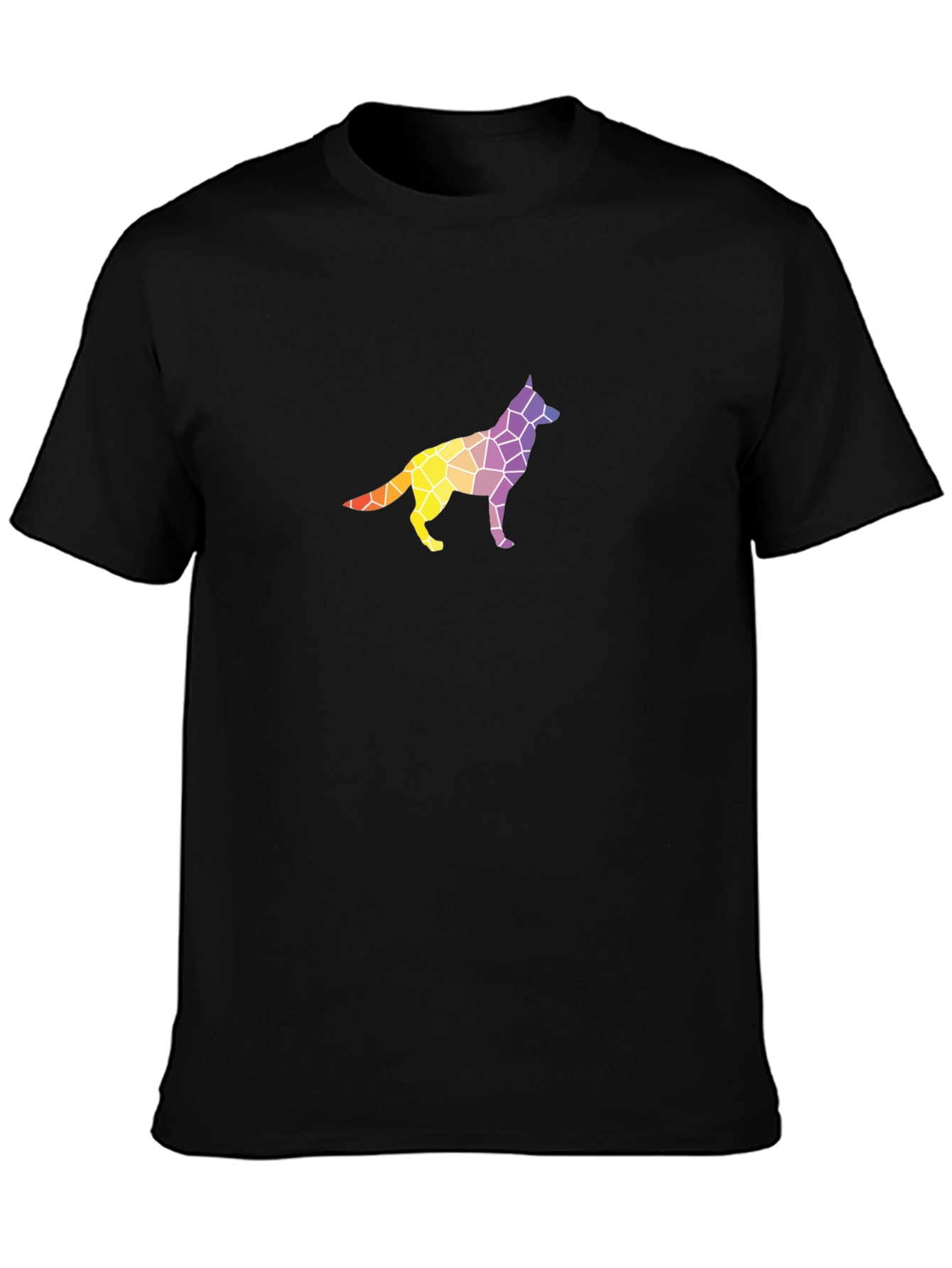 Geometric Dog Graphic Tee - Stylish Mens Black T-Shirt
