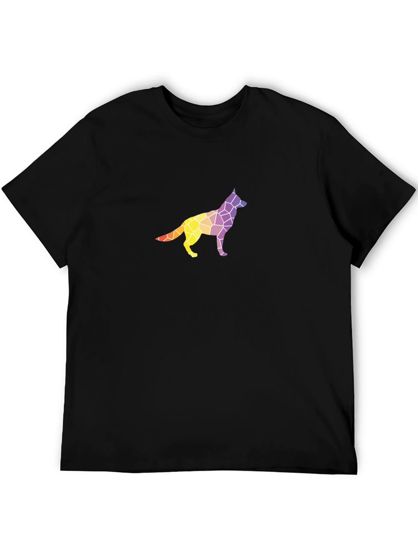 Geometric Dog Graphic Tee - Stylish Mens Black T-Shirt