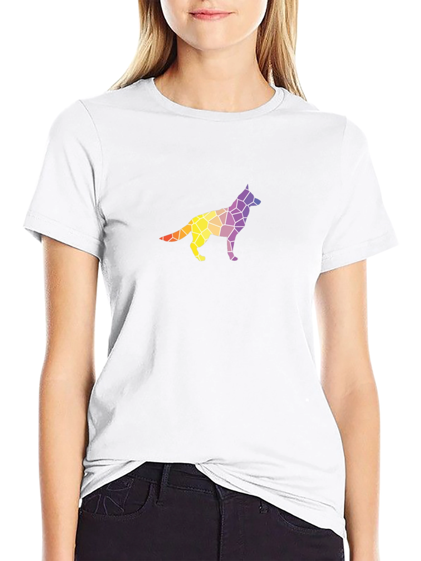 Geometric Dog Graphic Tee - Stylish Mens Black T-Shirt