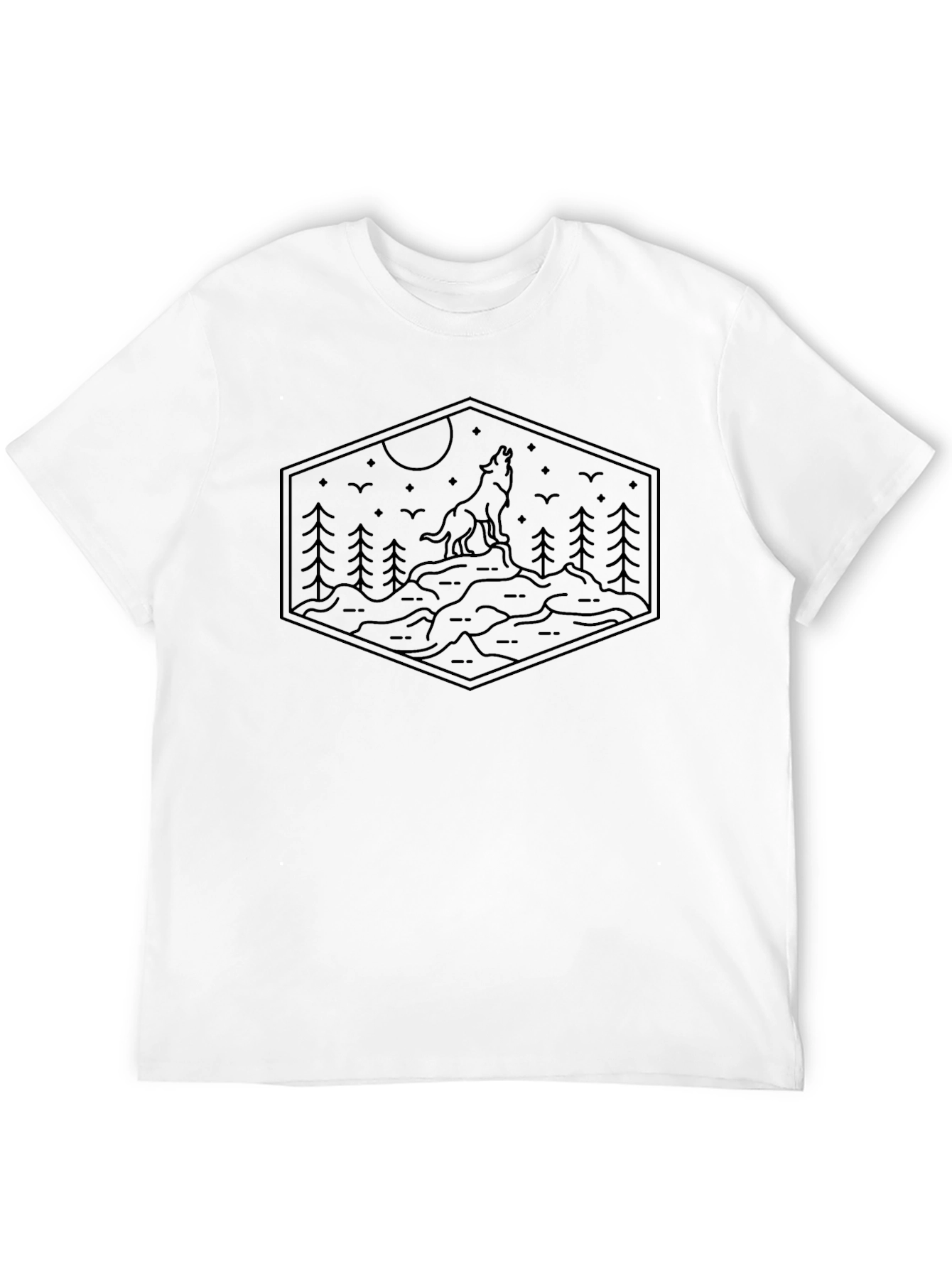 Wolf Howl Hexagon Tee - Nature Inspired Graphic T-Shirt
