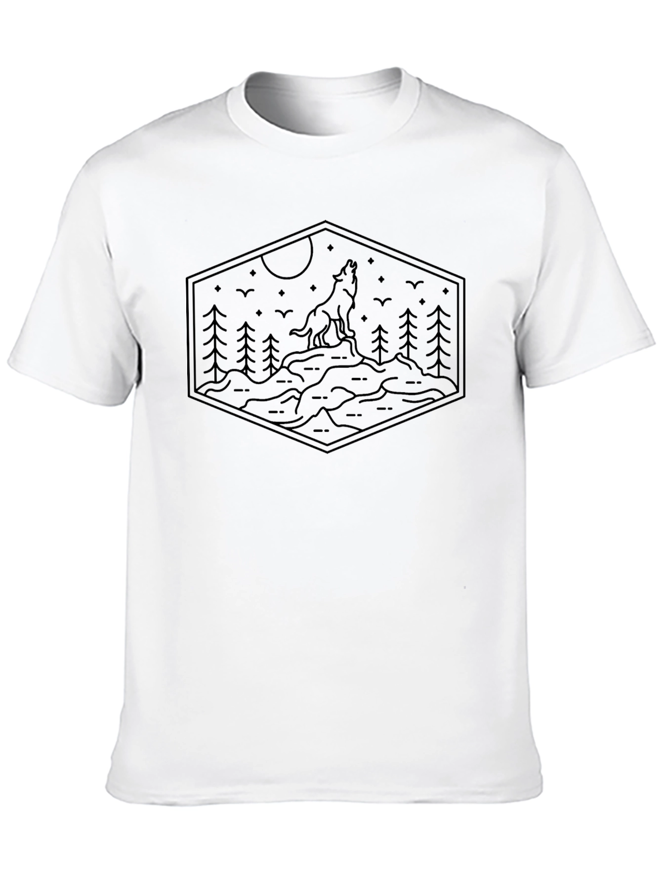 Wolf Howl Hexagon Tee - Nature Inspired Graphic T-Shirt