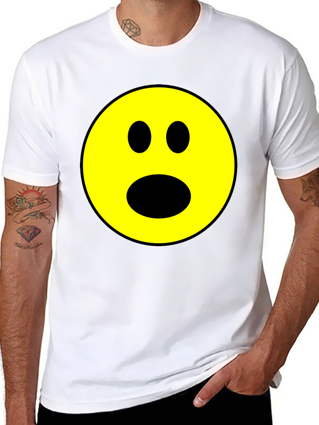 Shocked Emoji Graphic T-Shirt - Black
