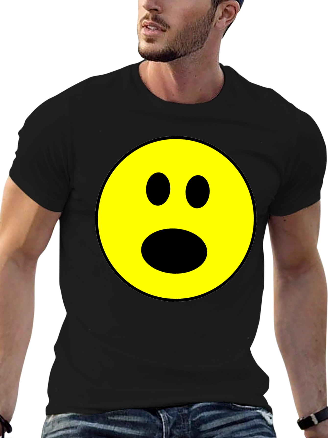 Shocked Emoji Graphic T-Shirt - Black