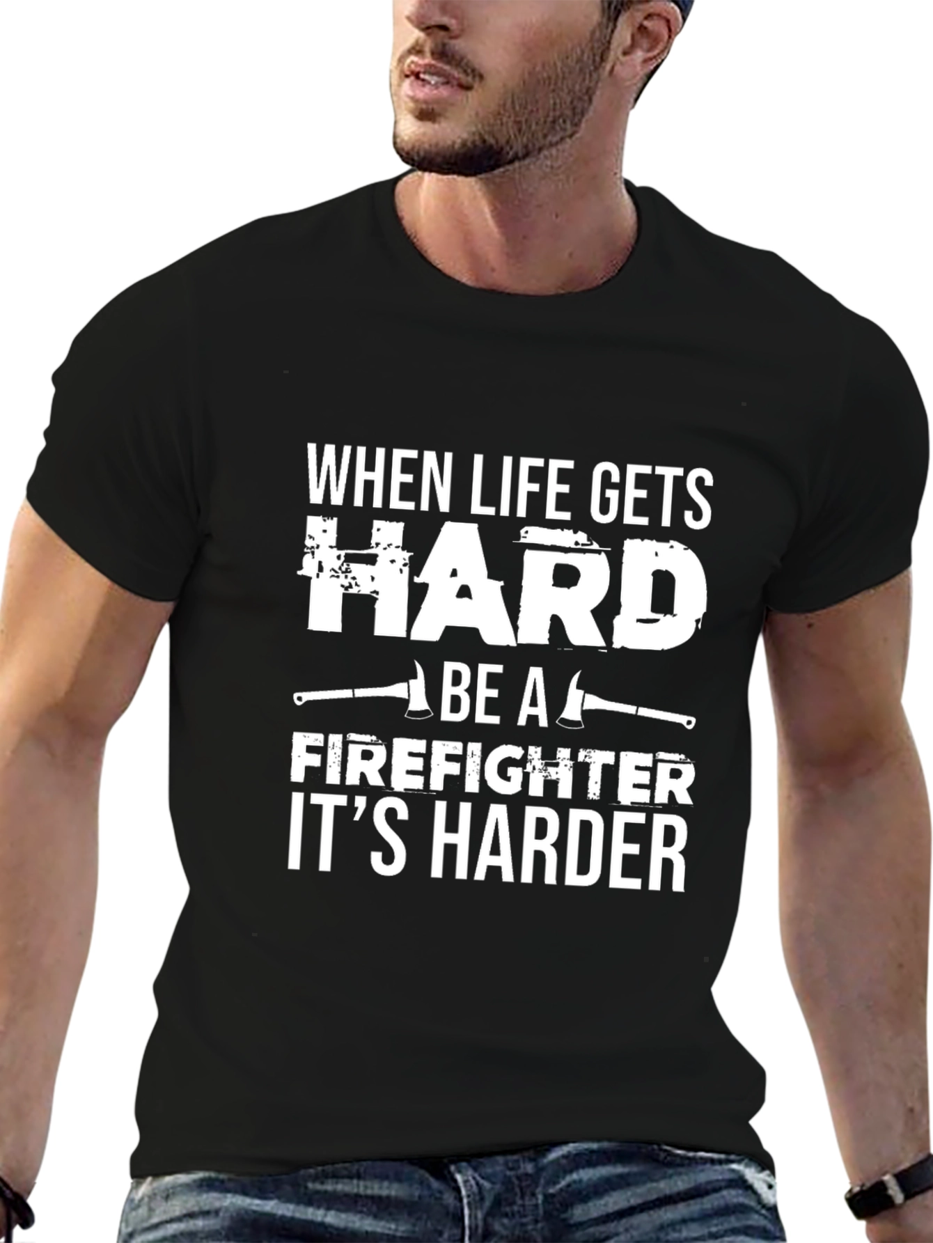 Firefighter Harder Black Graphic Tee