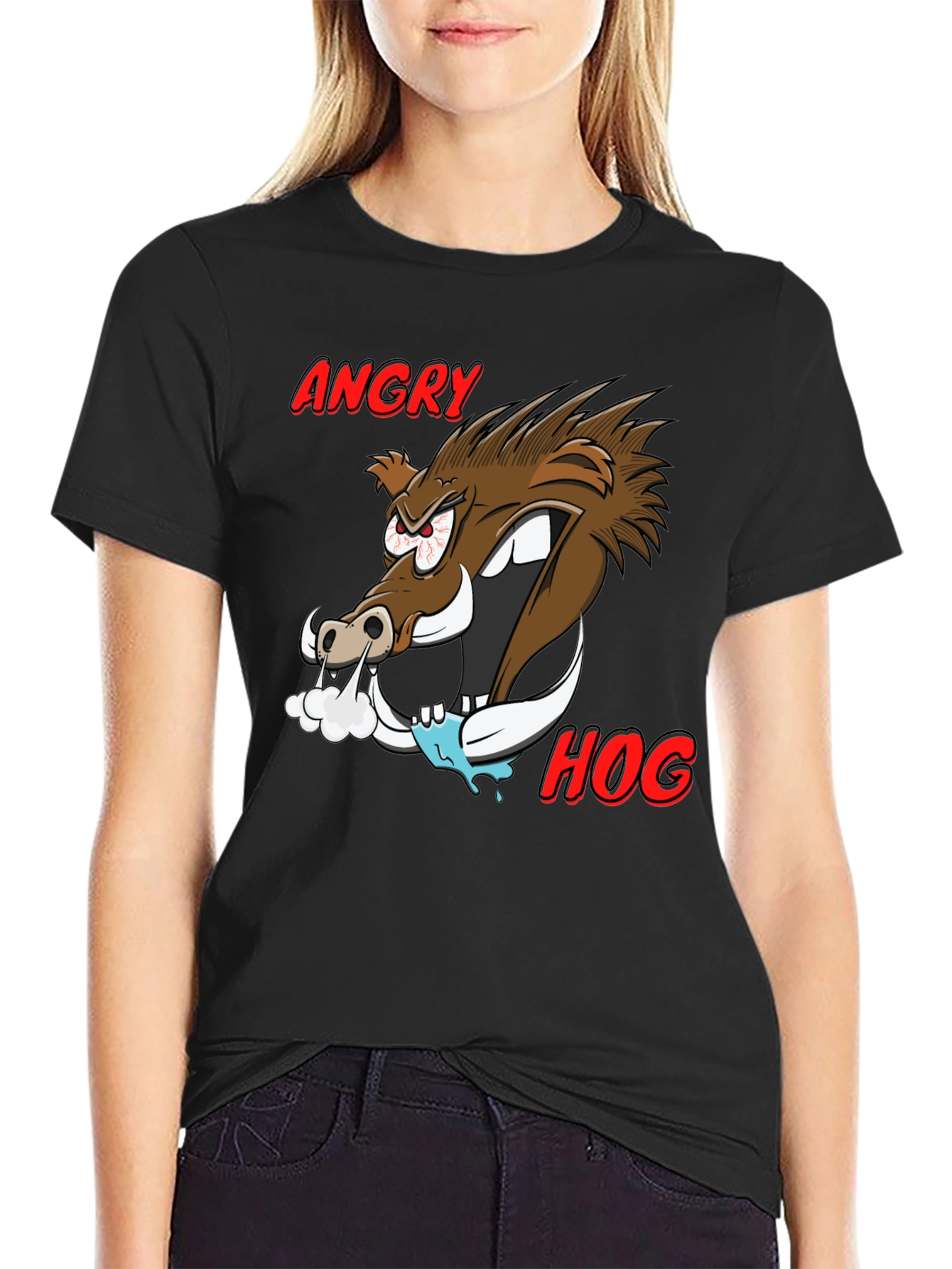 Angry Hog Graphic Tee - Mens Black T-Shirt