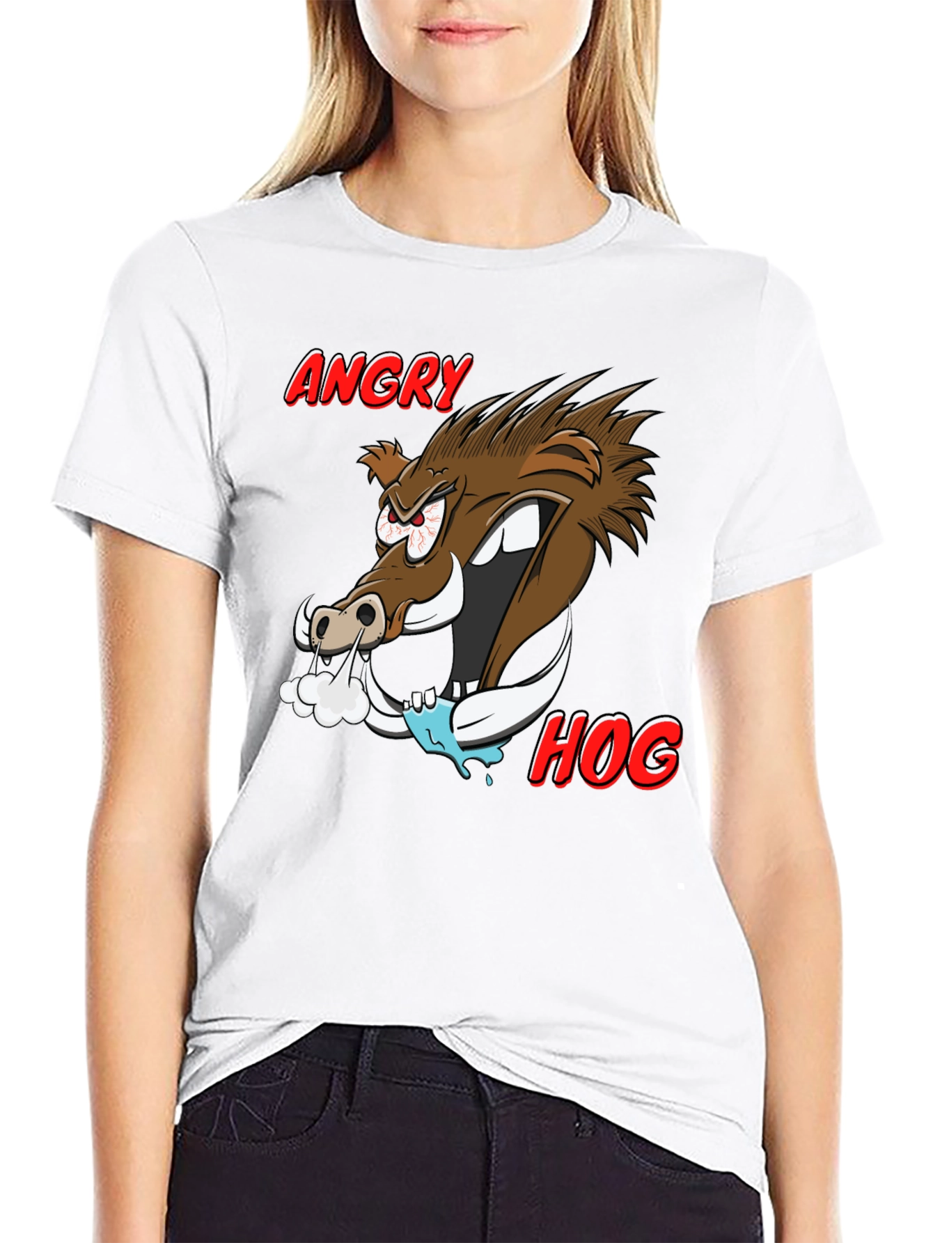 Angry Hog Graphic Tee - Mens Black T-Shirt