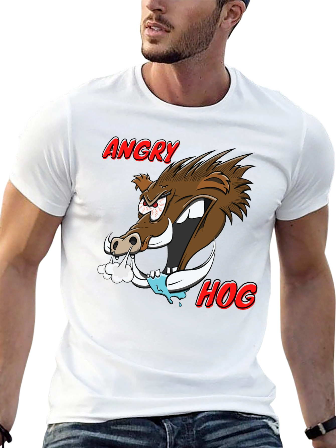 Angry Hog Graphic Tee - Mens Black T-Shirt