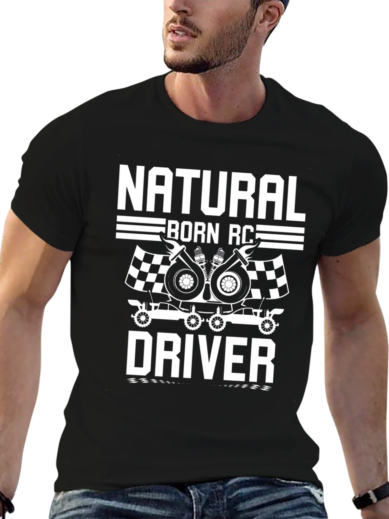Natural Born RC Driver Black Graphic Tee