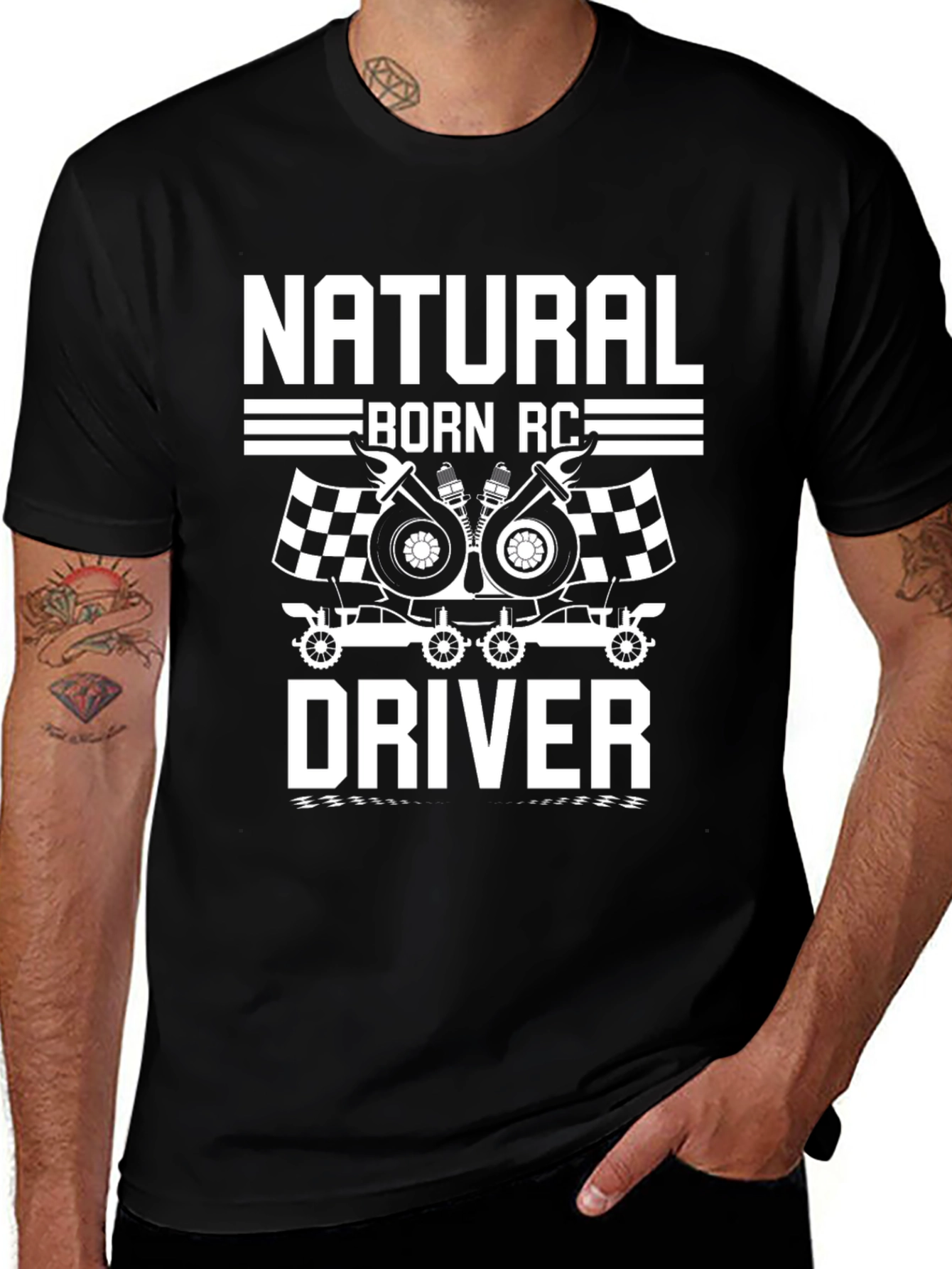 Natural Born RC Driver Black Graphic Tee