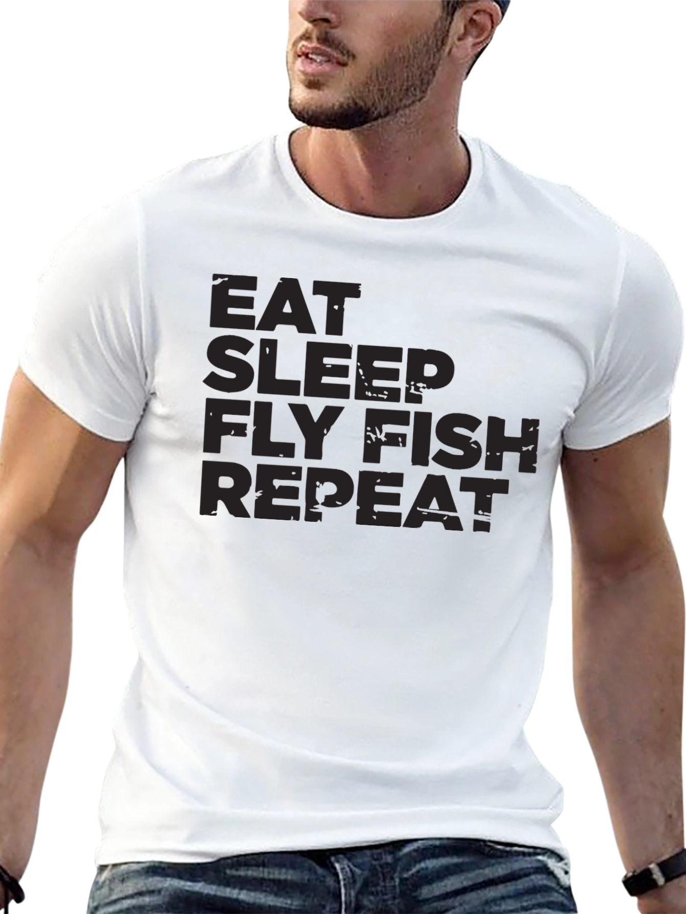 Eat Sleep Fly Fish Repeat Black T-Shirt
