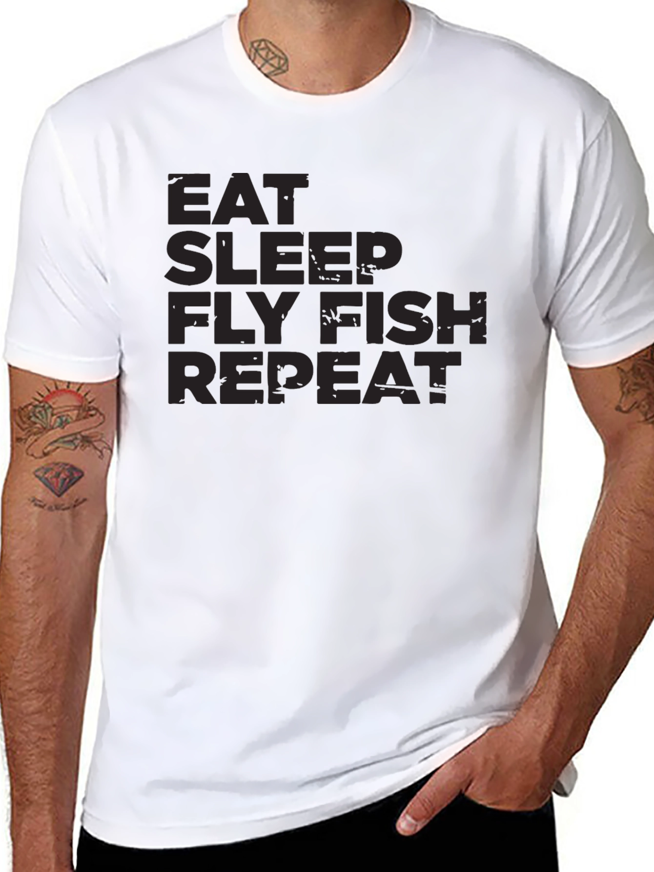 Eat Sleep Fly Fish Repeat Black T-Shirt