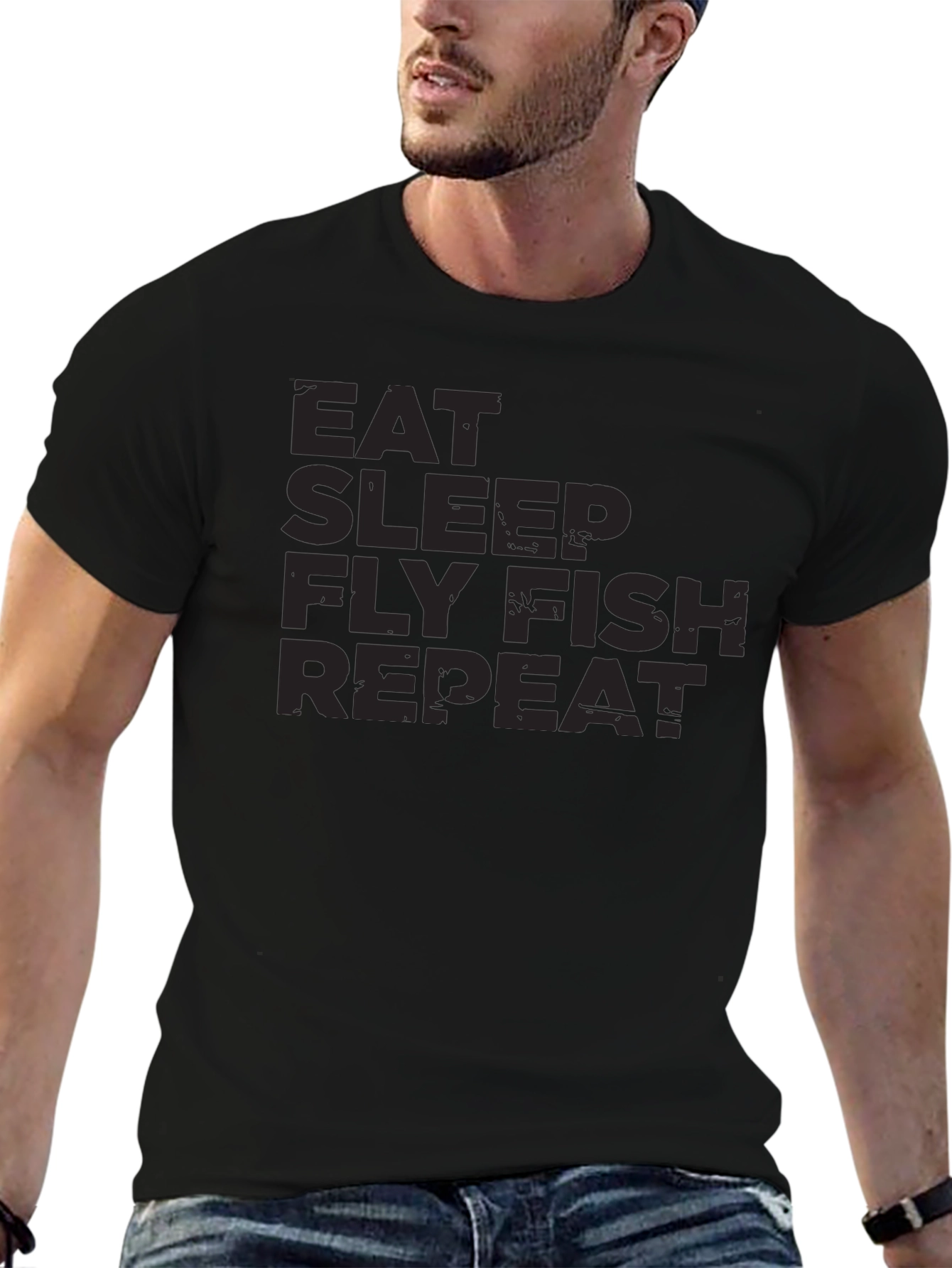 Eat Sleep Fly Fish Repeat Black T-Shirt