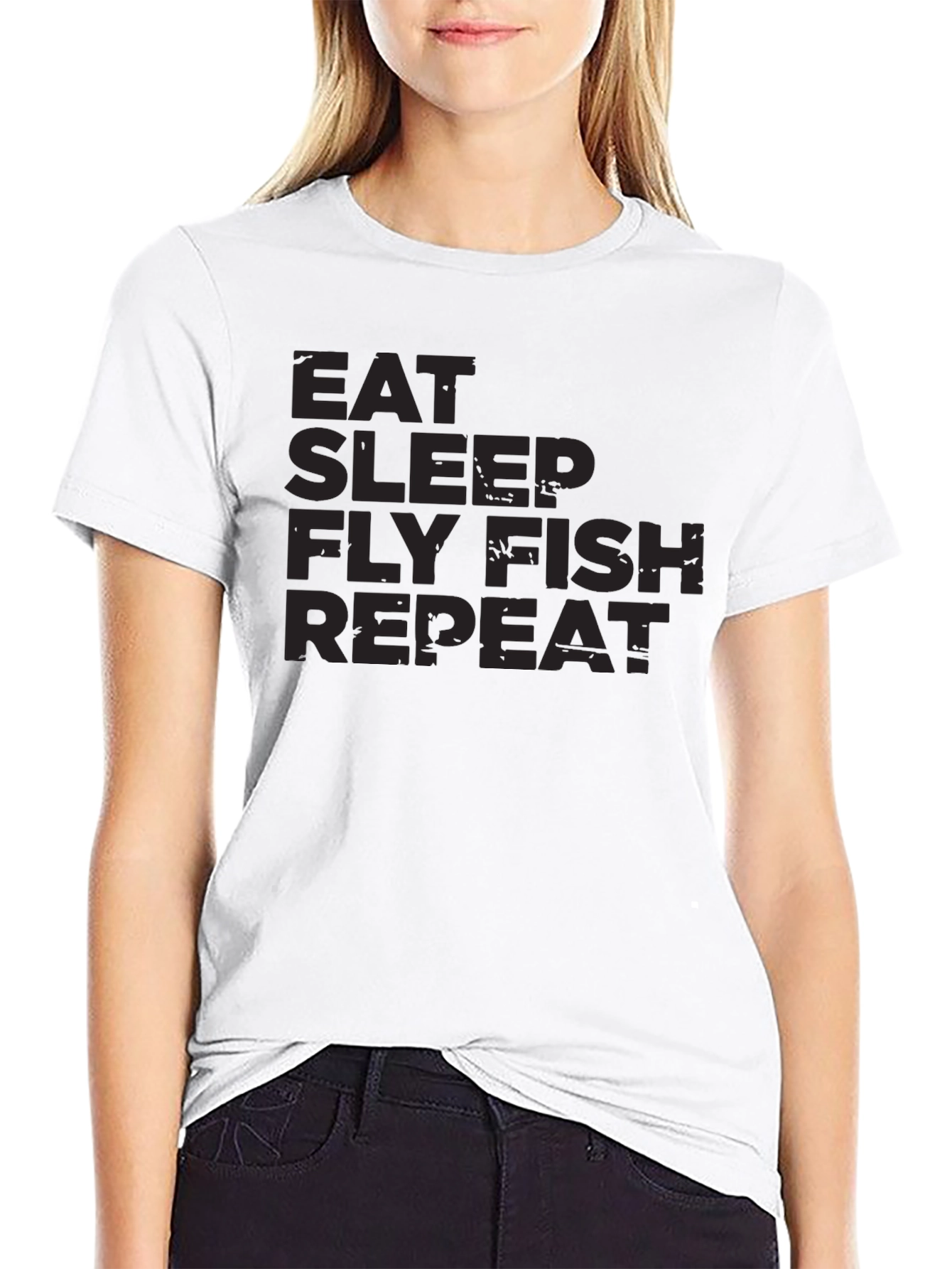 Eat Sleep Fly Fish Repeat Black T-Shirt