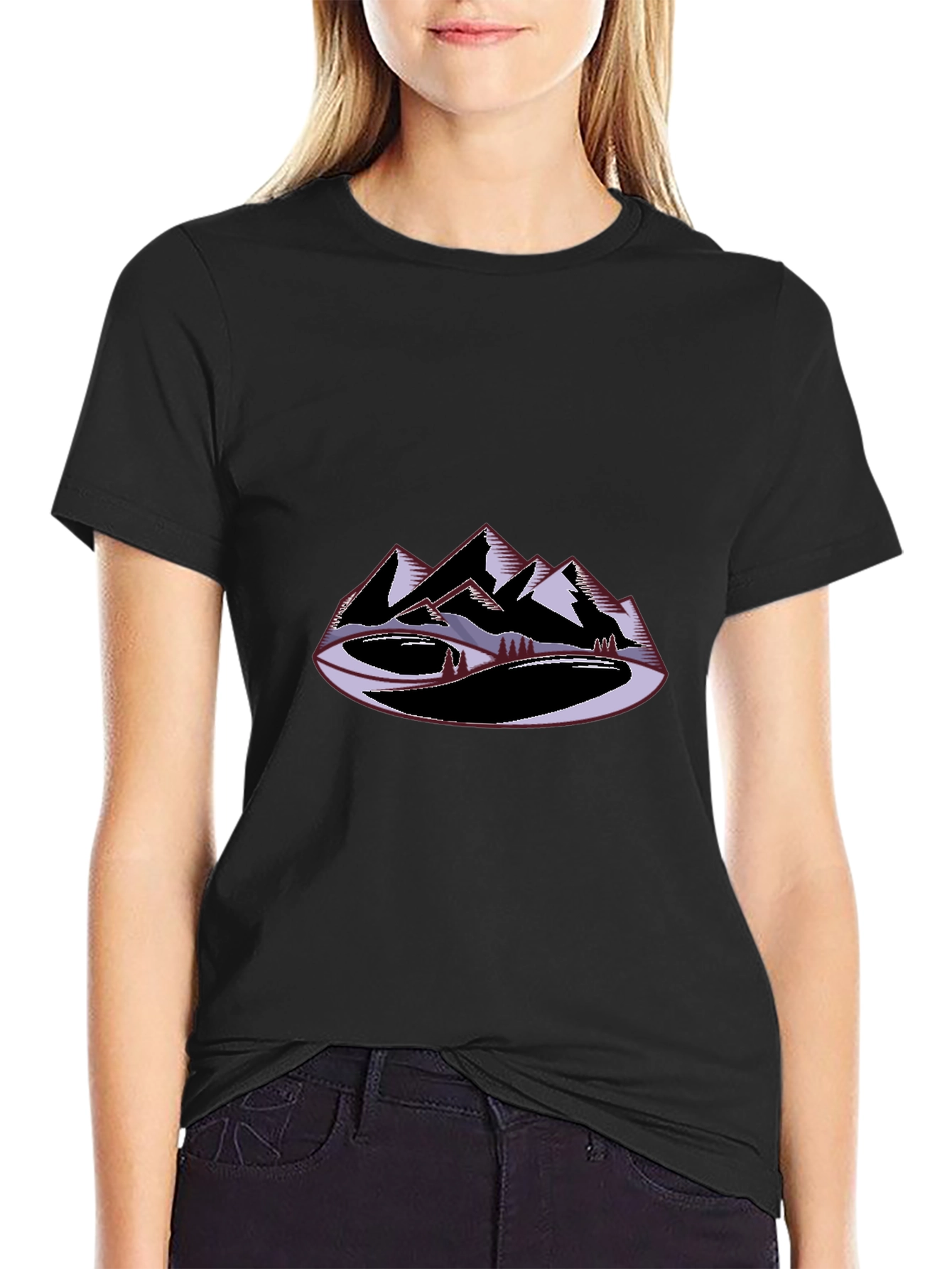 Mountain Graphic Black T-Shirt Casual Wear