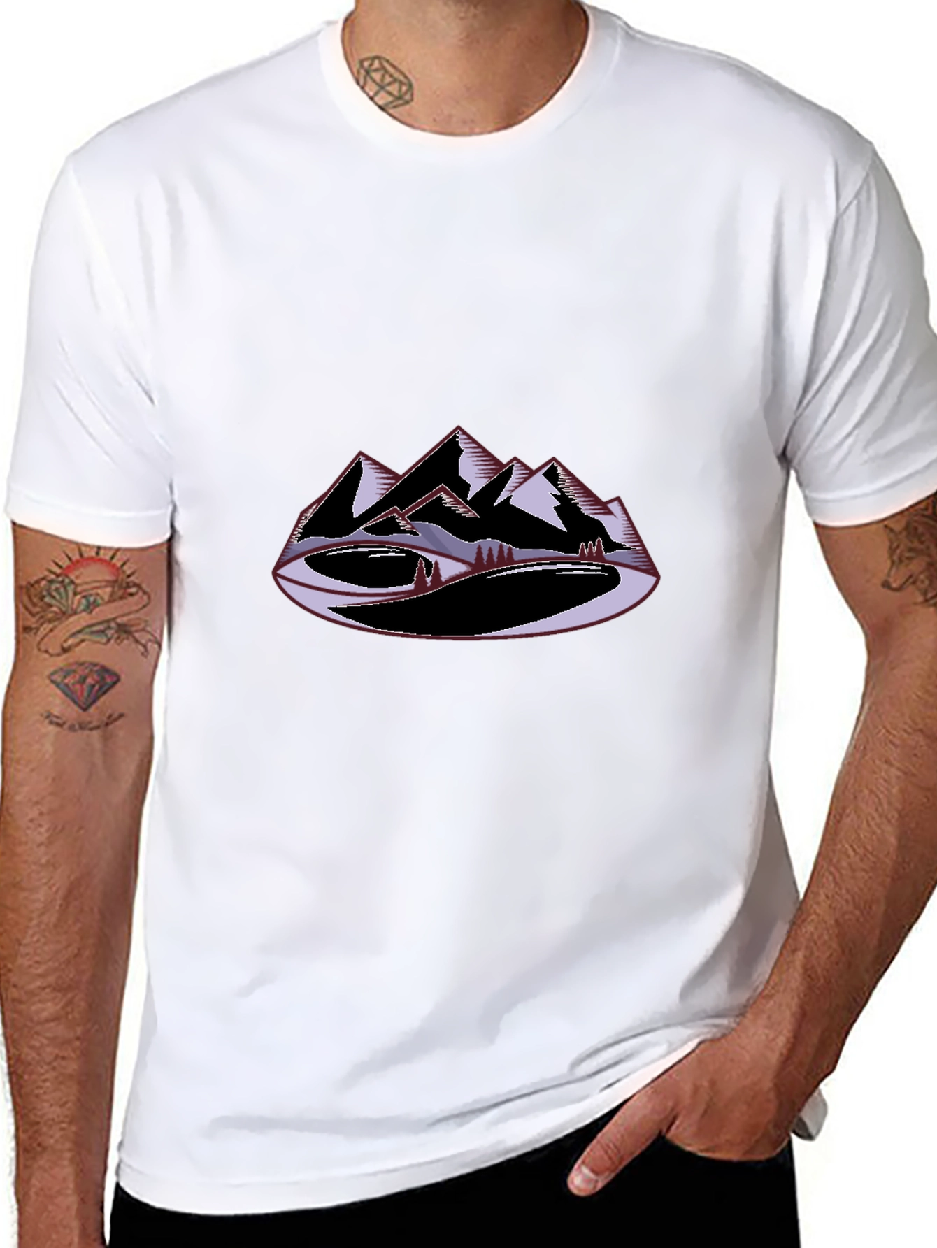 Mountain Graphic Black T-Shirt Casual Wear