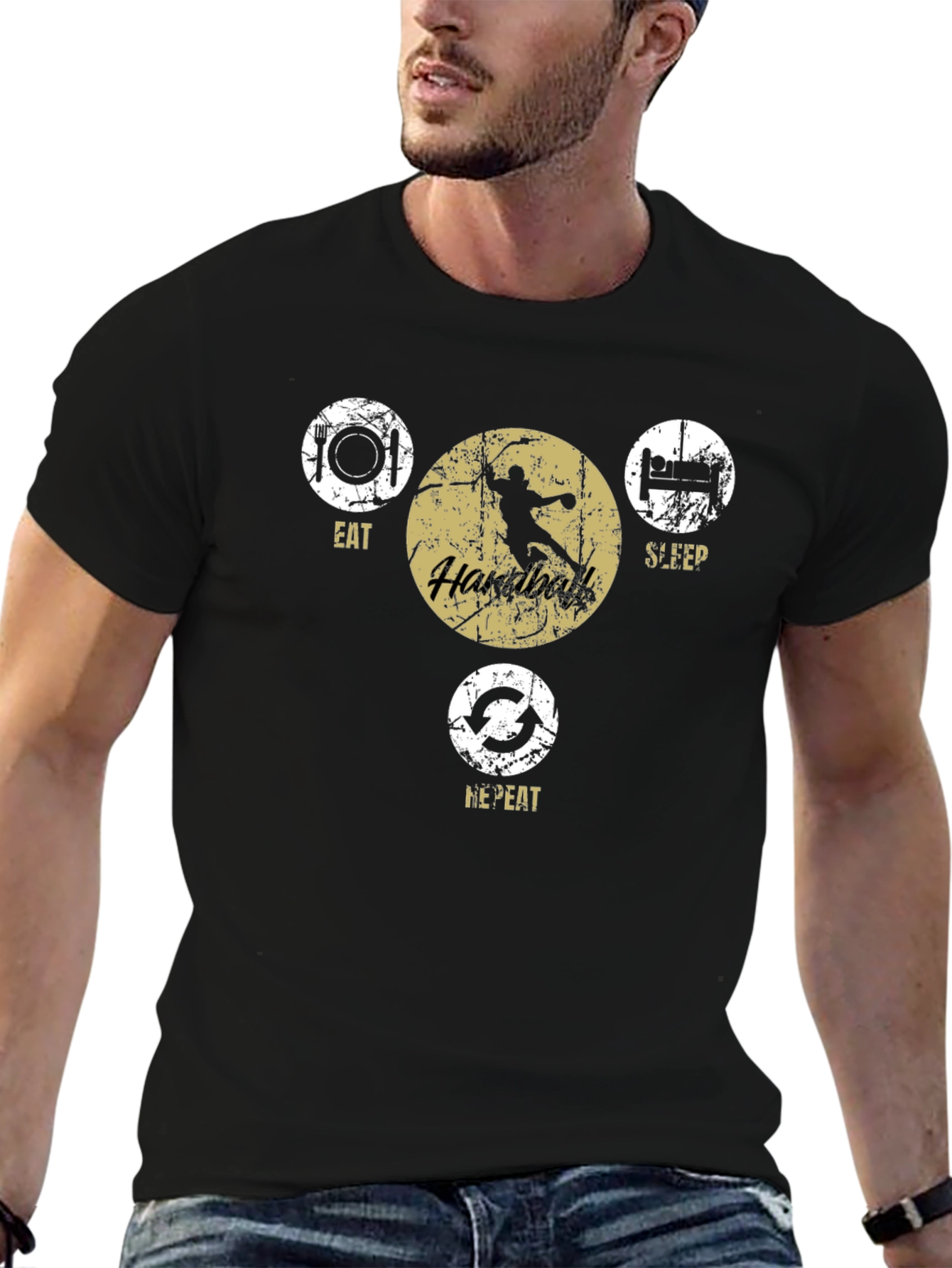 Eat Sleep Handball Repeat Graphic Tee