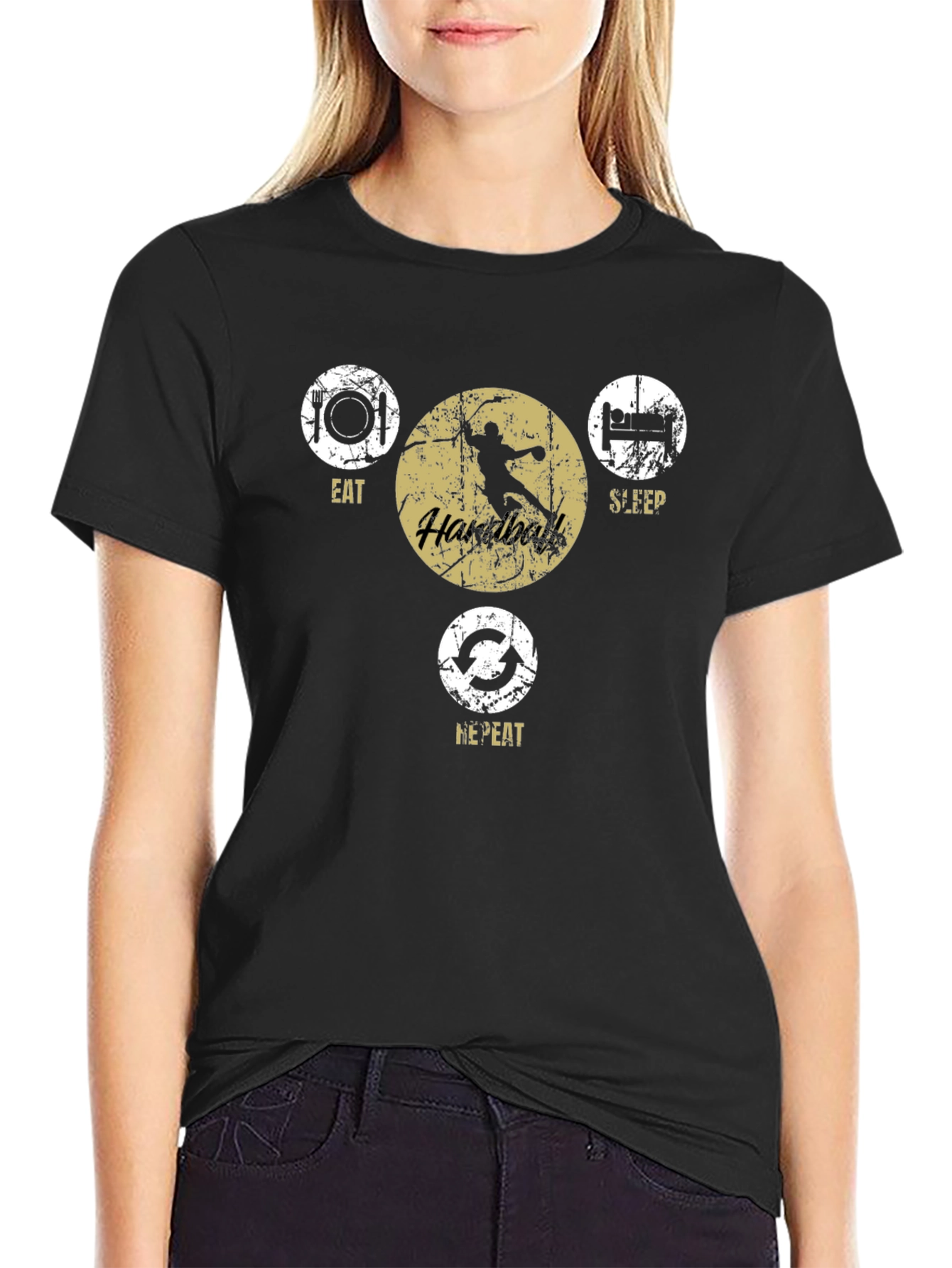 Eat Sleep Handball Repeat Graphic Tee
