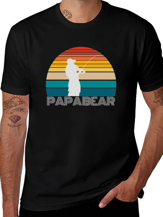 Papa Bear Fishing Graphic T-Shirt