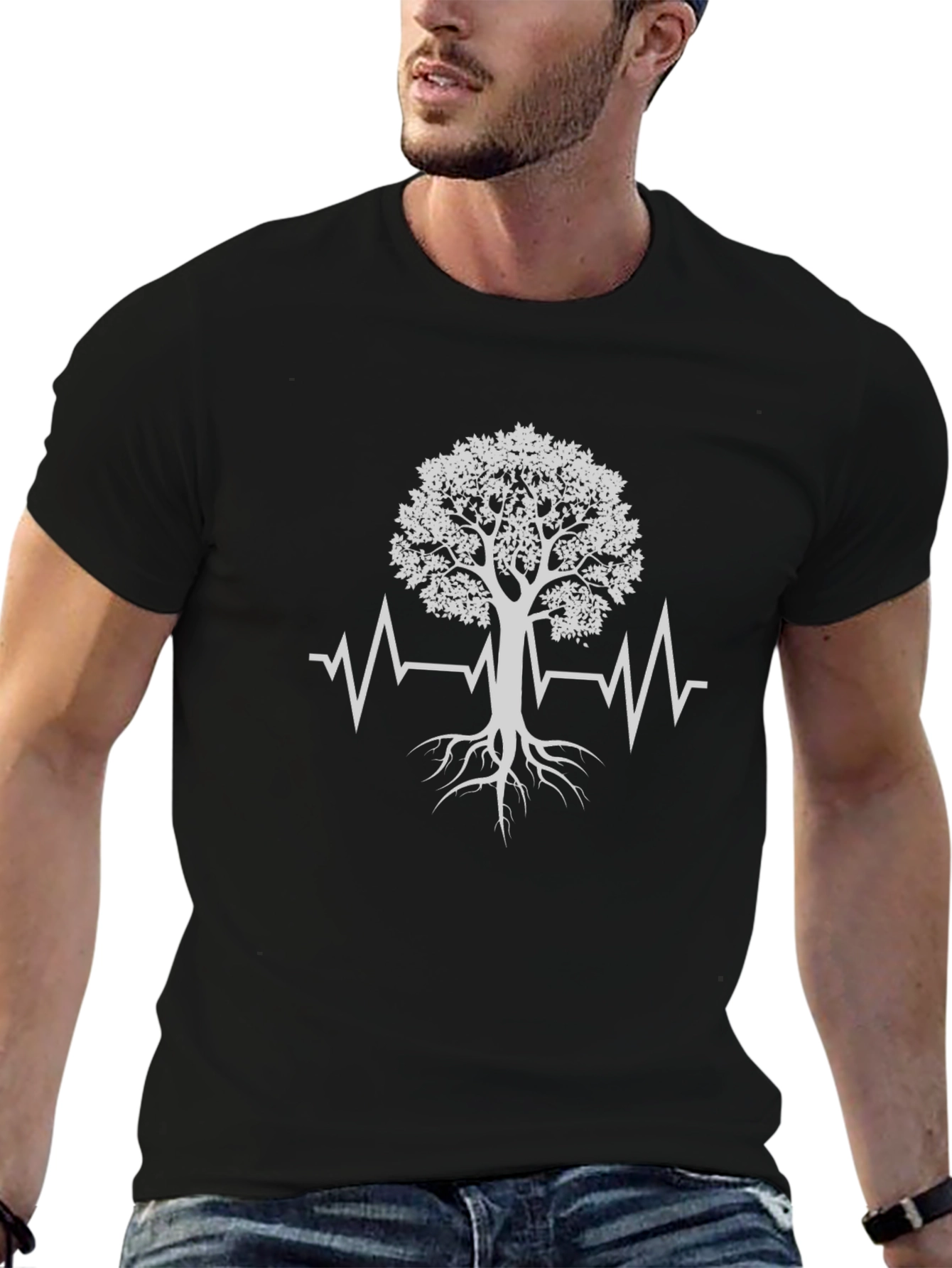 Tree of Life Heartbeat T-Shirt - Black