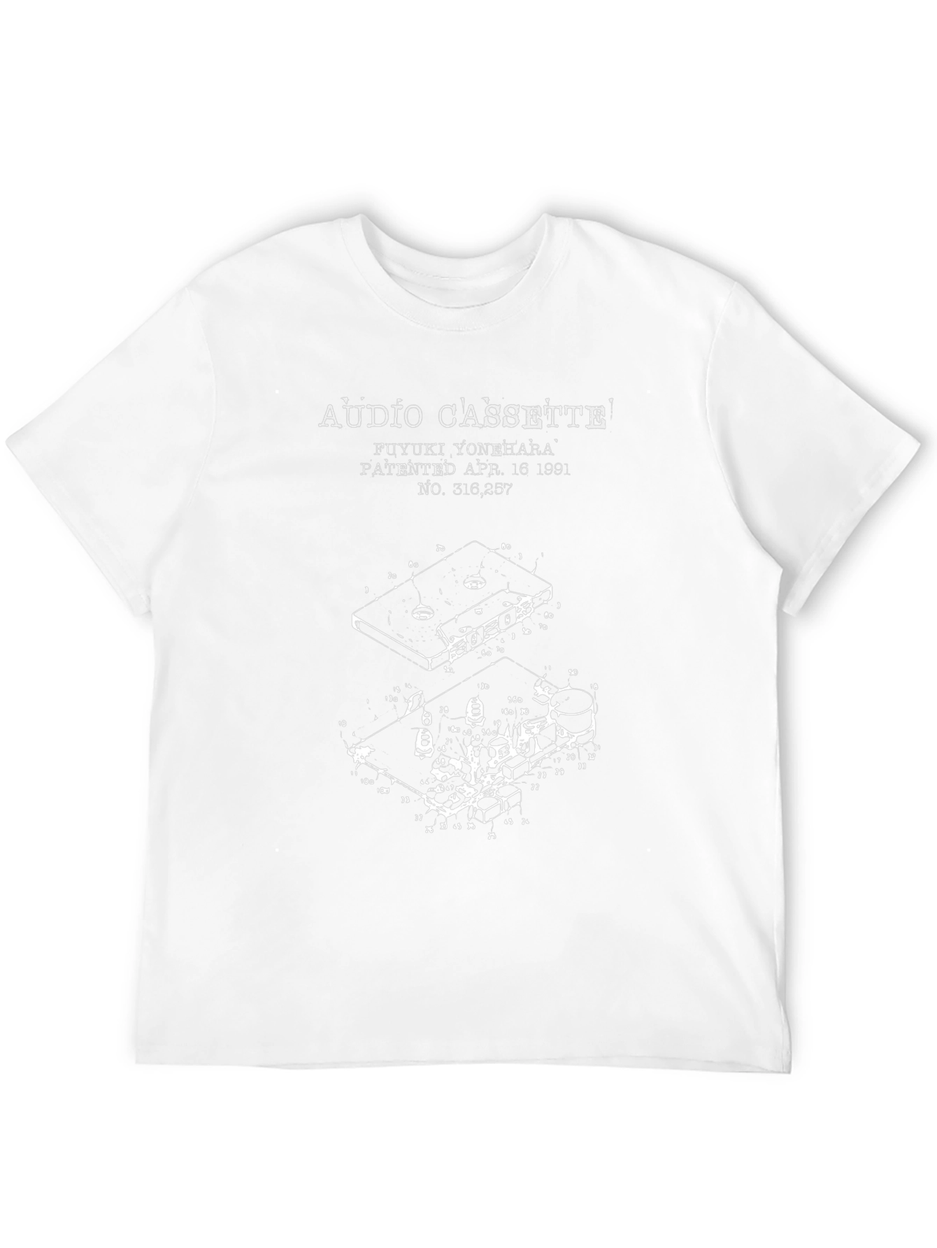 Audio Cassette Patent Print Black T-Shirt