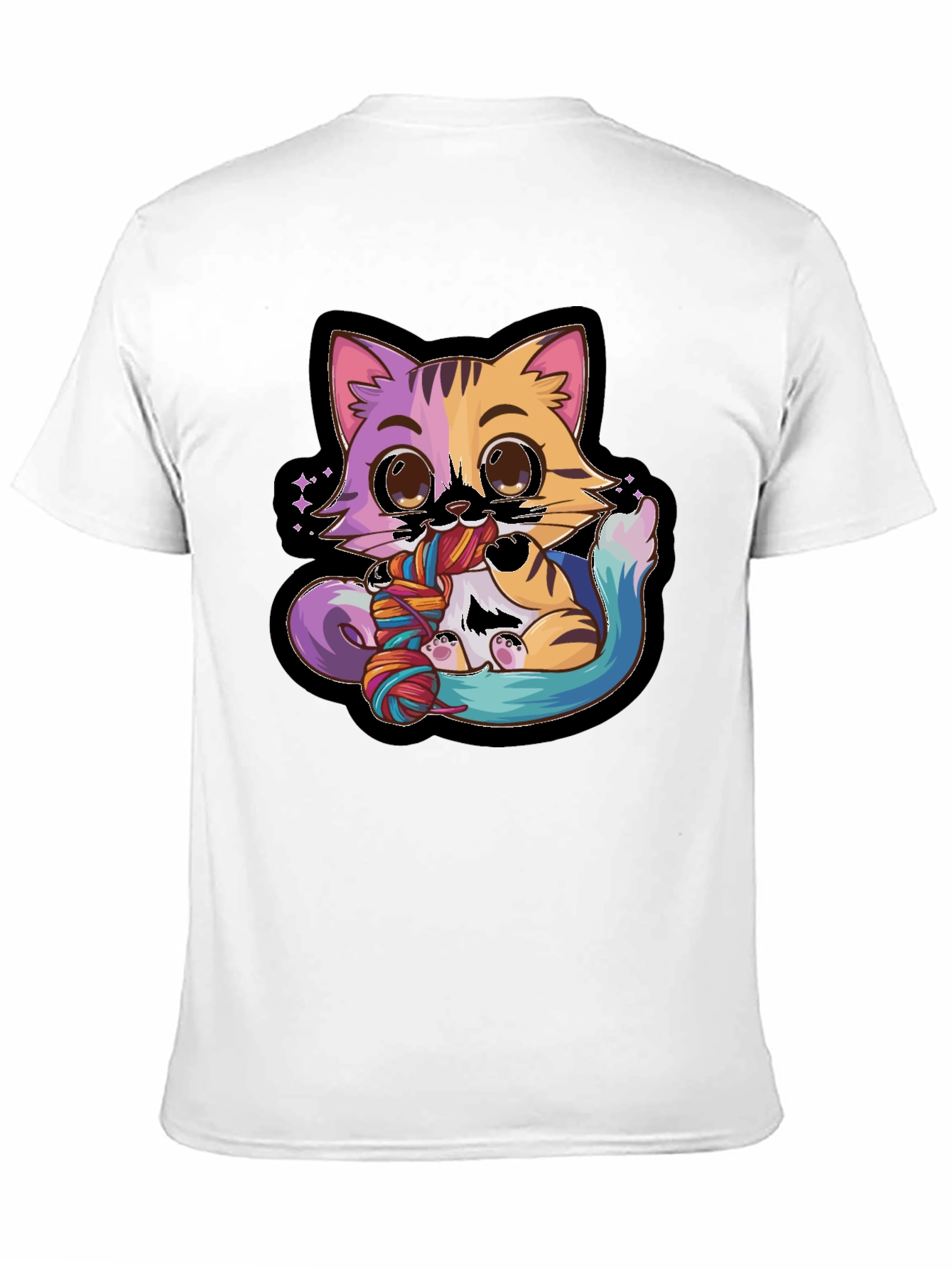 Cute Cat Yarn Lover Black T-Shirt