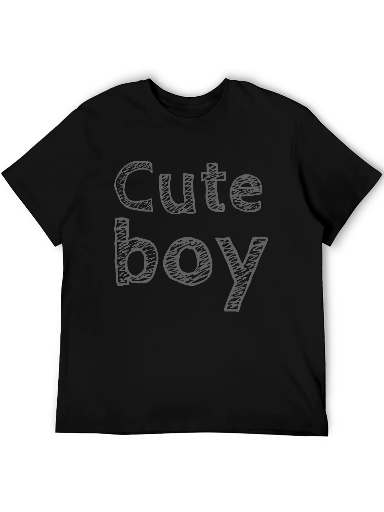 Cute Boy Graphic Print Black T-Shirt Casual Style