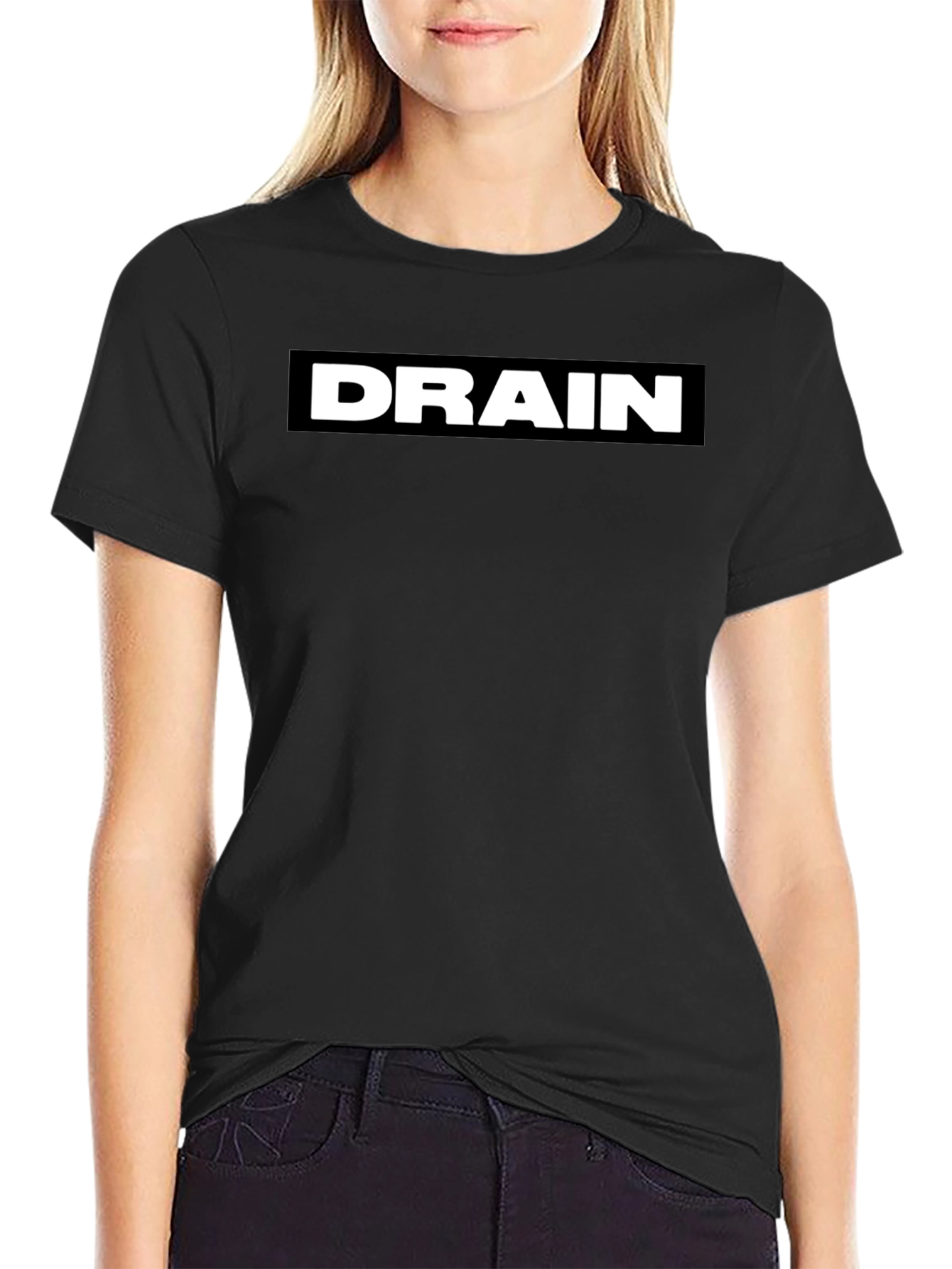 Black DRAIN T-Shirt - Bold Graphic Print