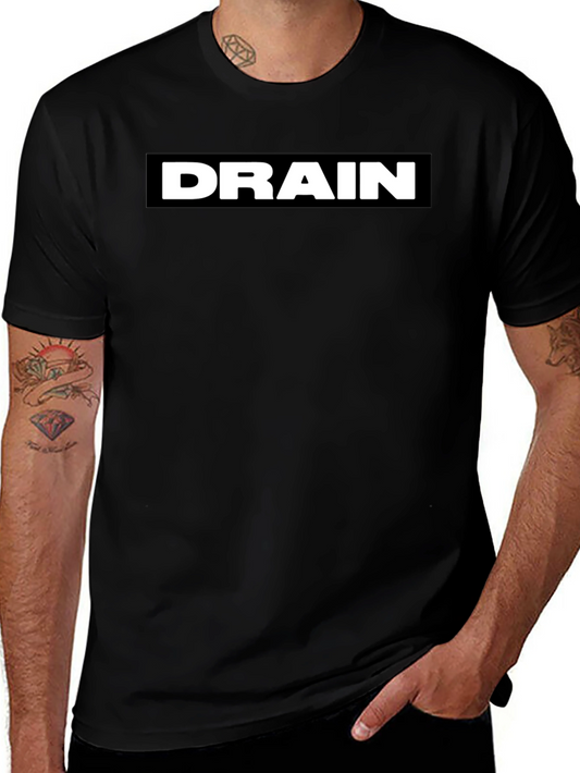 Black DRAIN T-Shirt - Bold Graphic Print