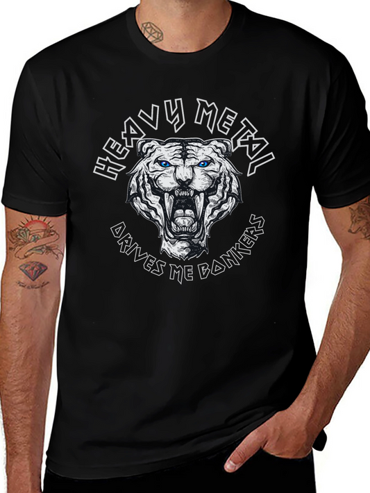 Heavy Metal Tiger Graphic Black T-Shirt