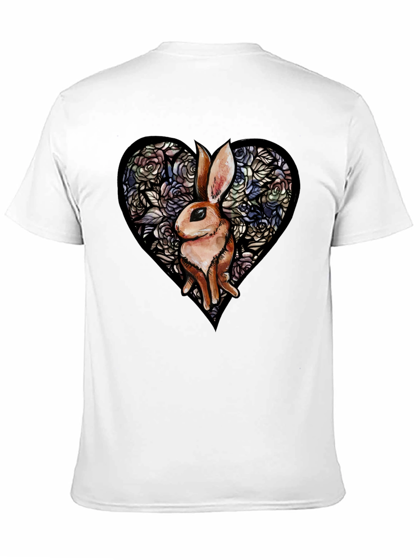 Rabbit Heart Graphic T-Shirt - Unique Floral Design