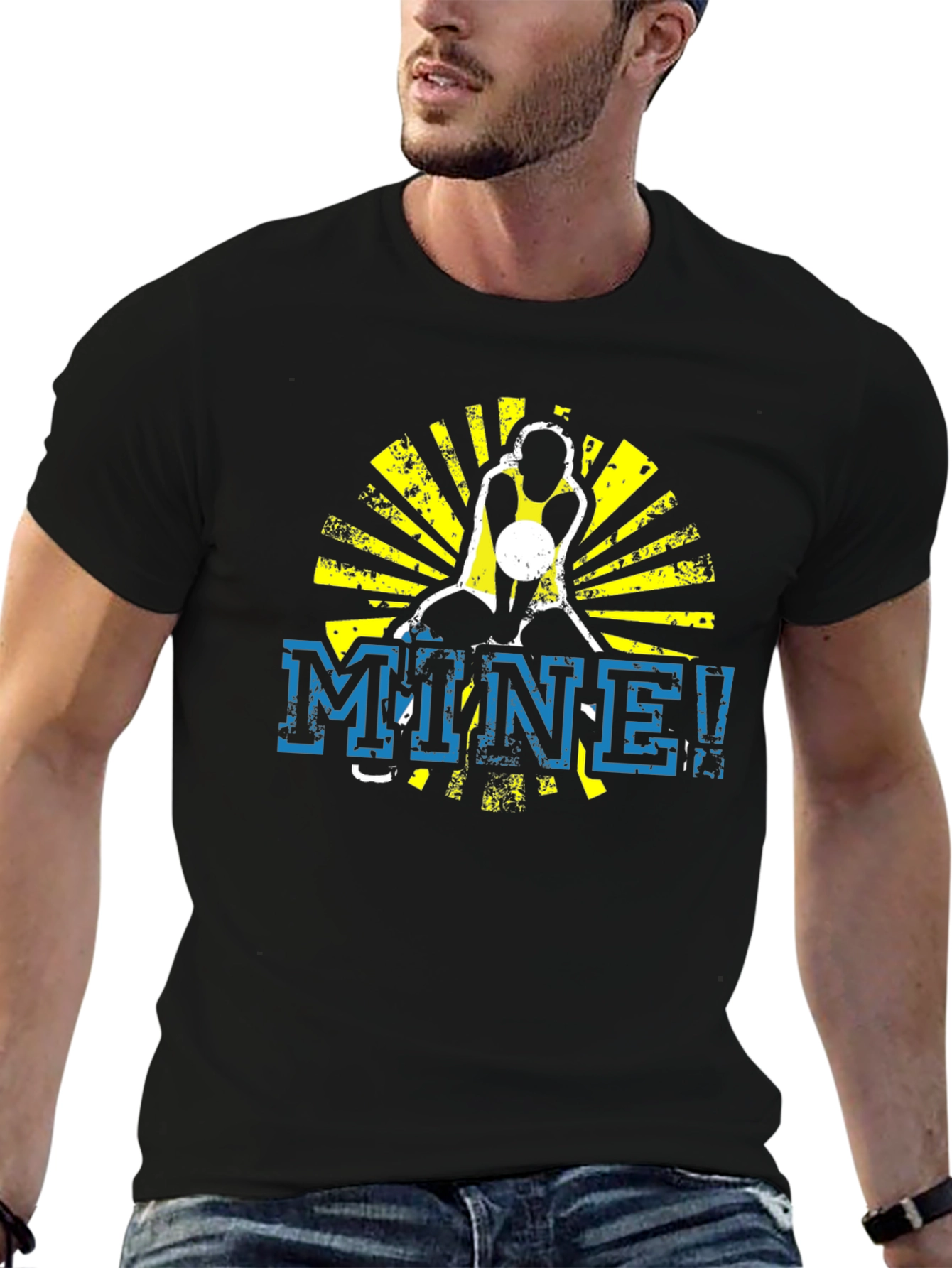 Volleyball Player MINE! Graphic Black T-Shirt